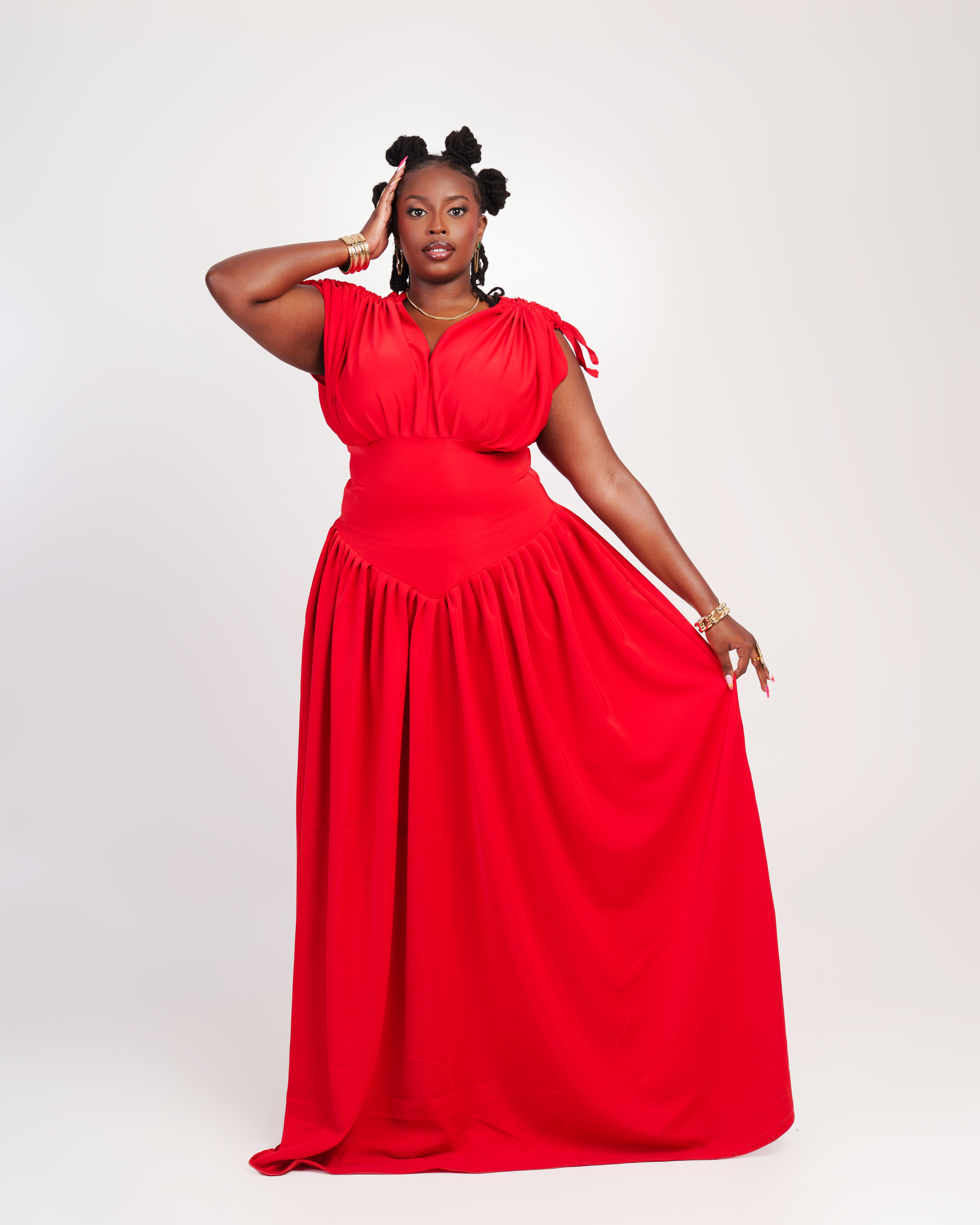 TAUSI MAXI DRESS-RED