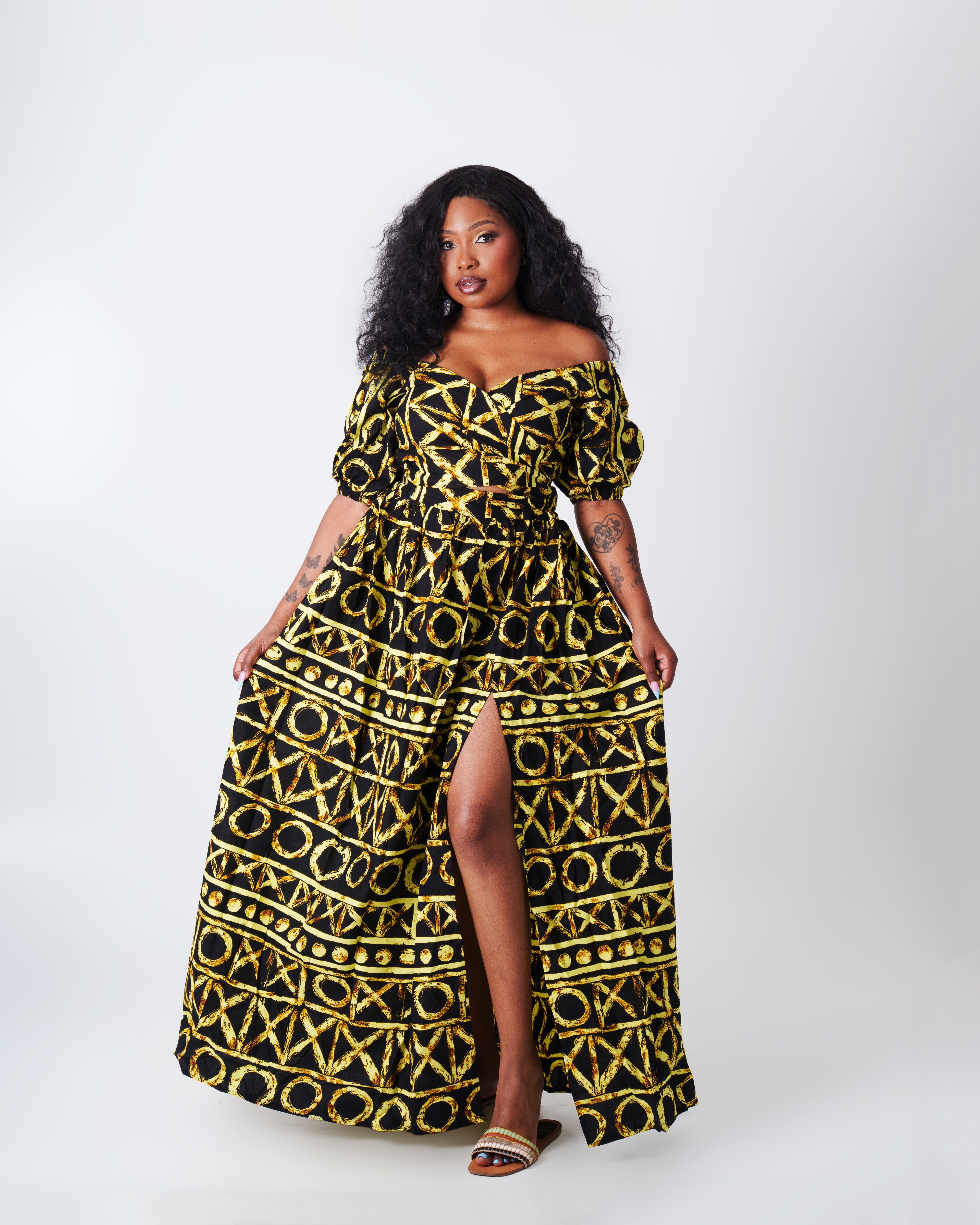 Ankara Skirt Set -Yellow/Black