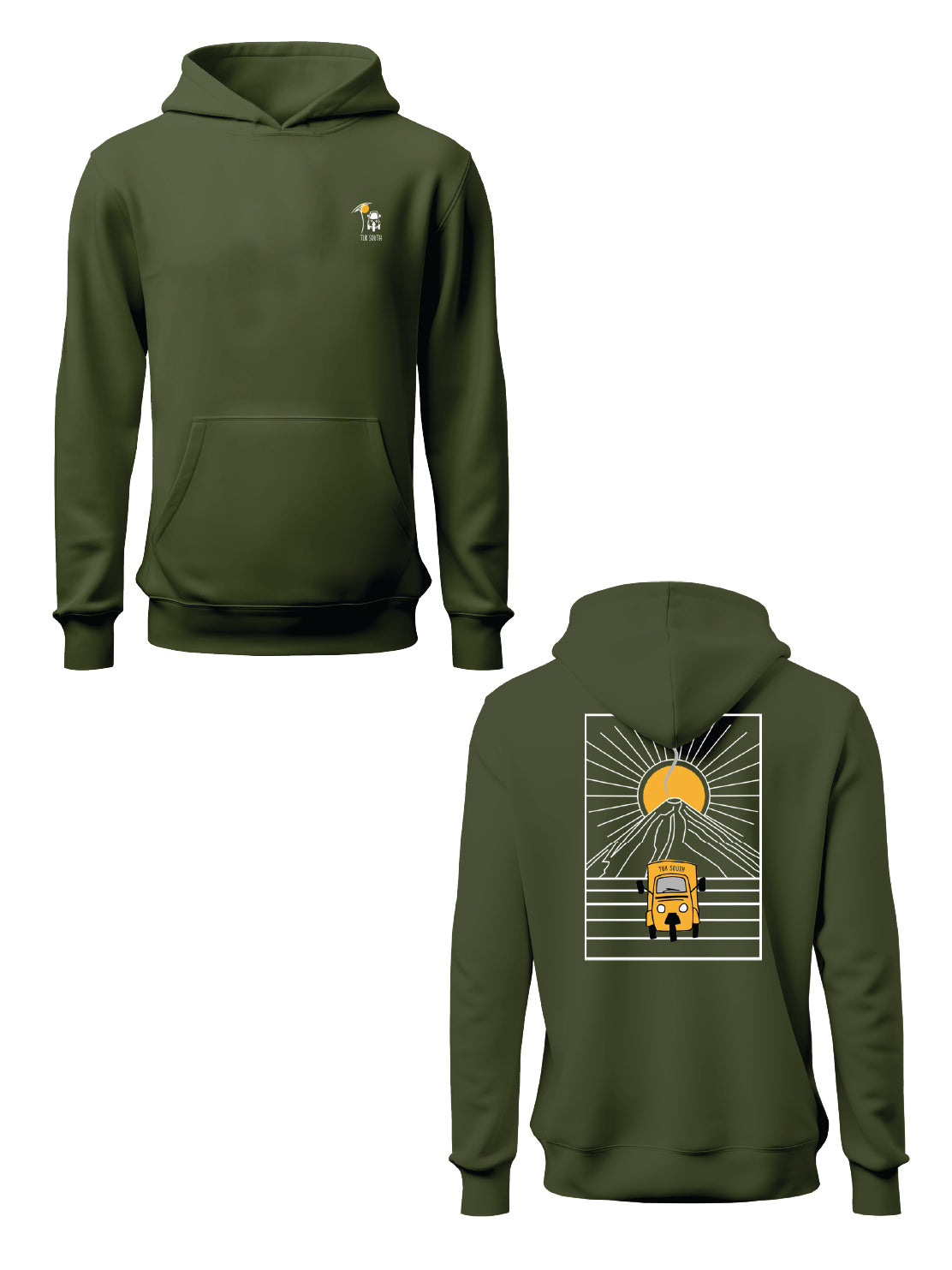 Kali Graphic Hoodies: Jungle Green with Mt. Lengai