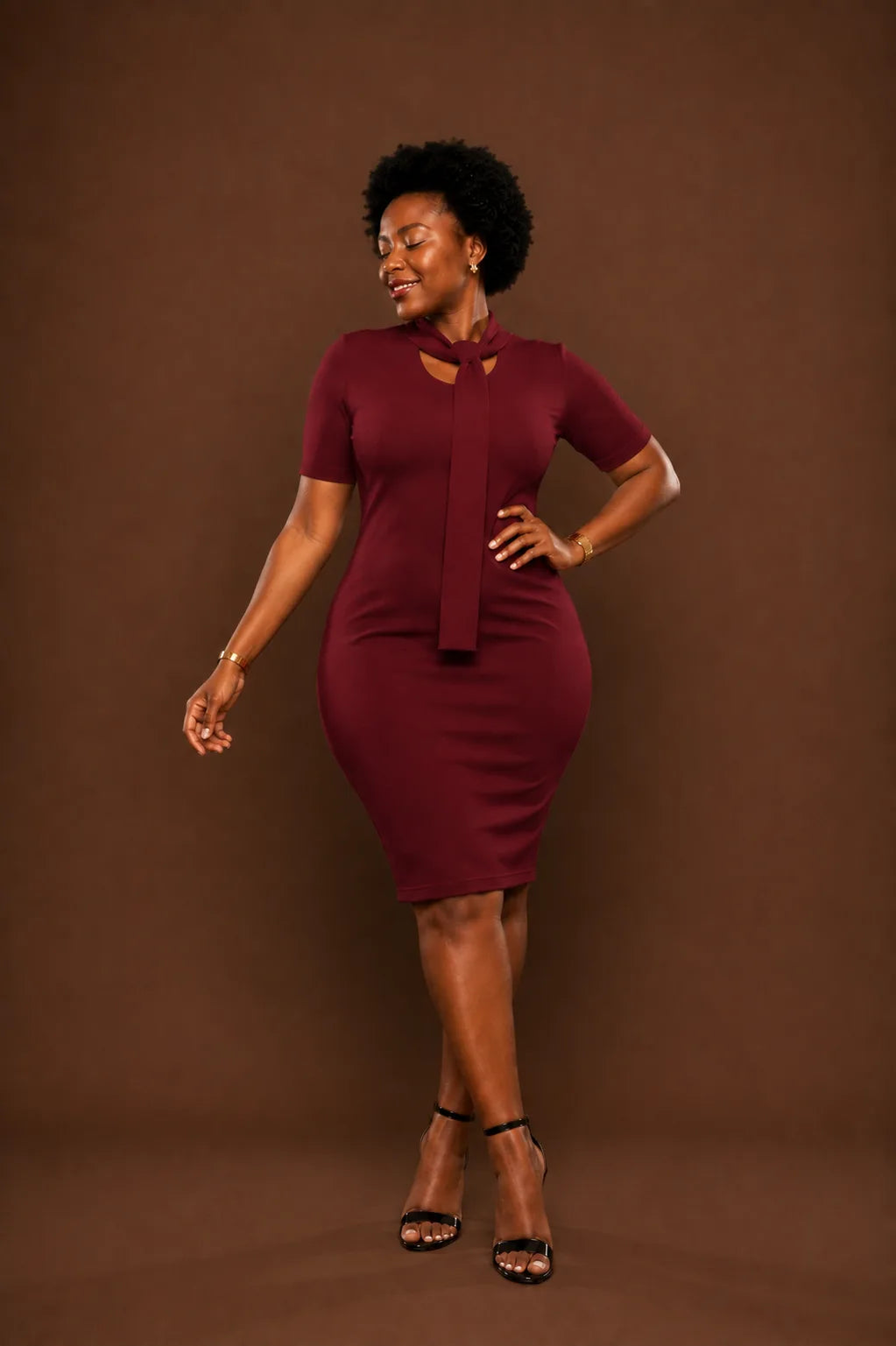 Axis Midi Dress In Burgundy