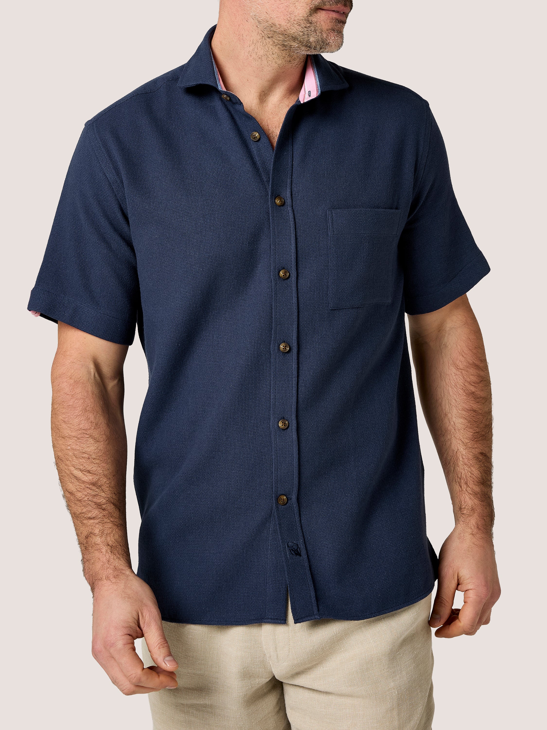 Navy Air Weave Shirt - Short Sleeve