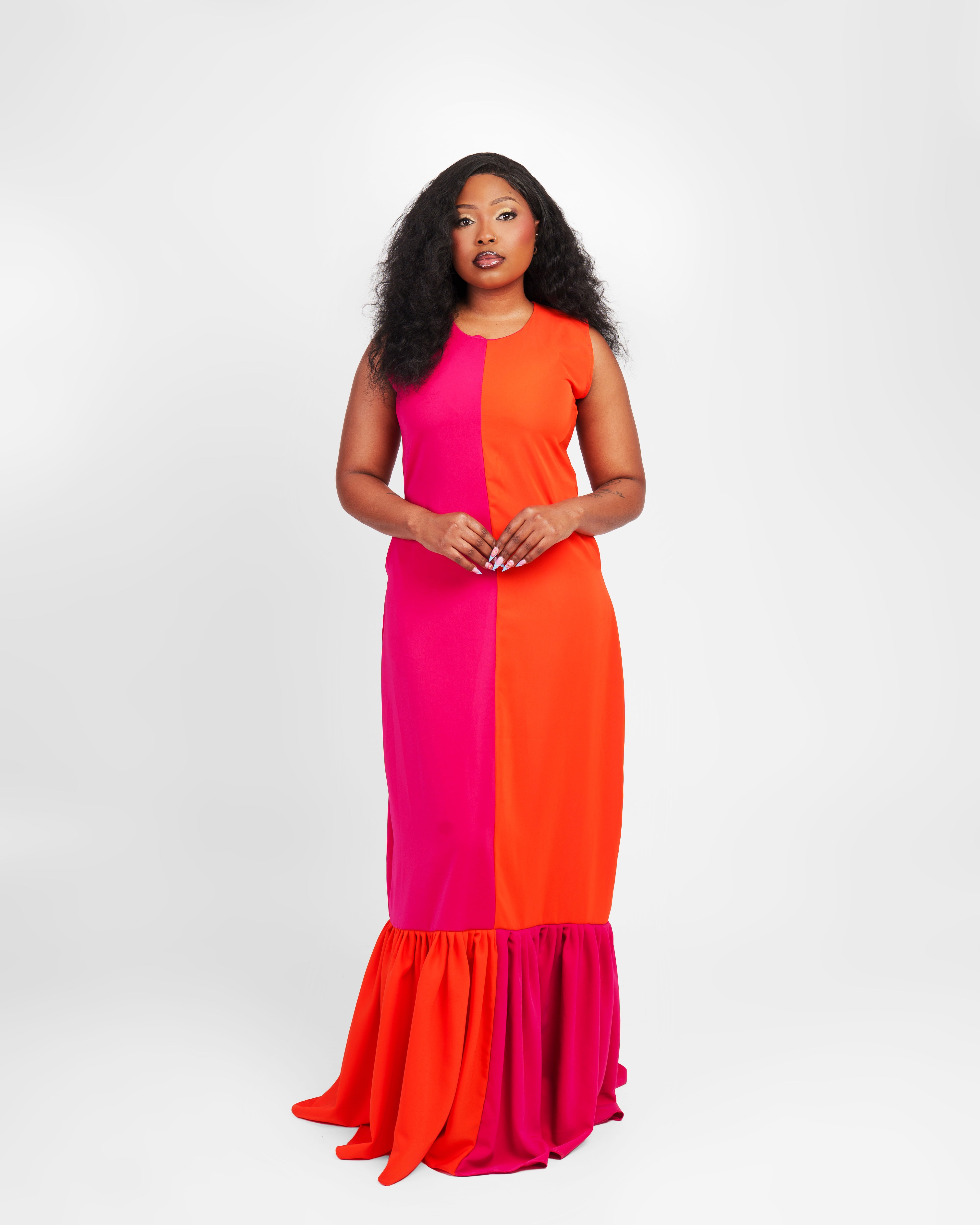 Pink/Orange Maxi Dress