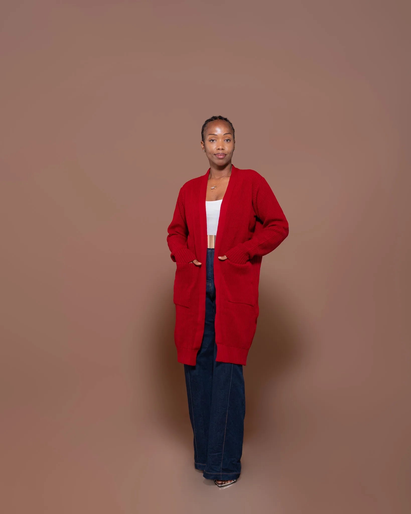 Burgundy Knit Midi Cardigan
