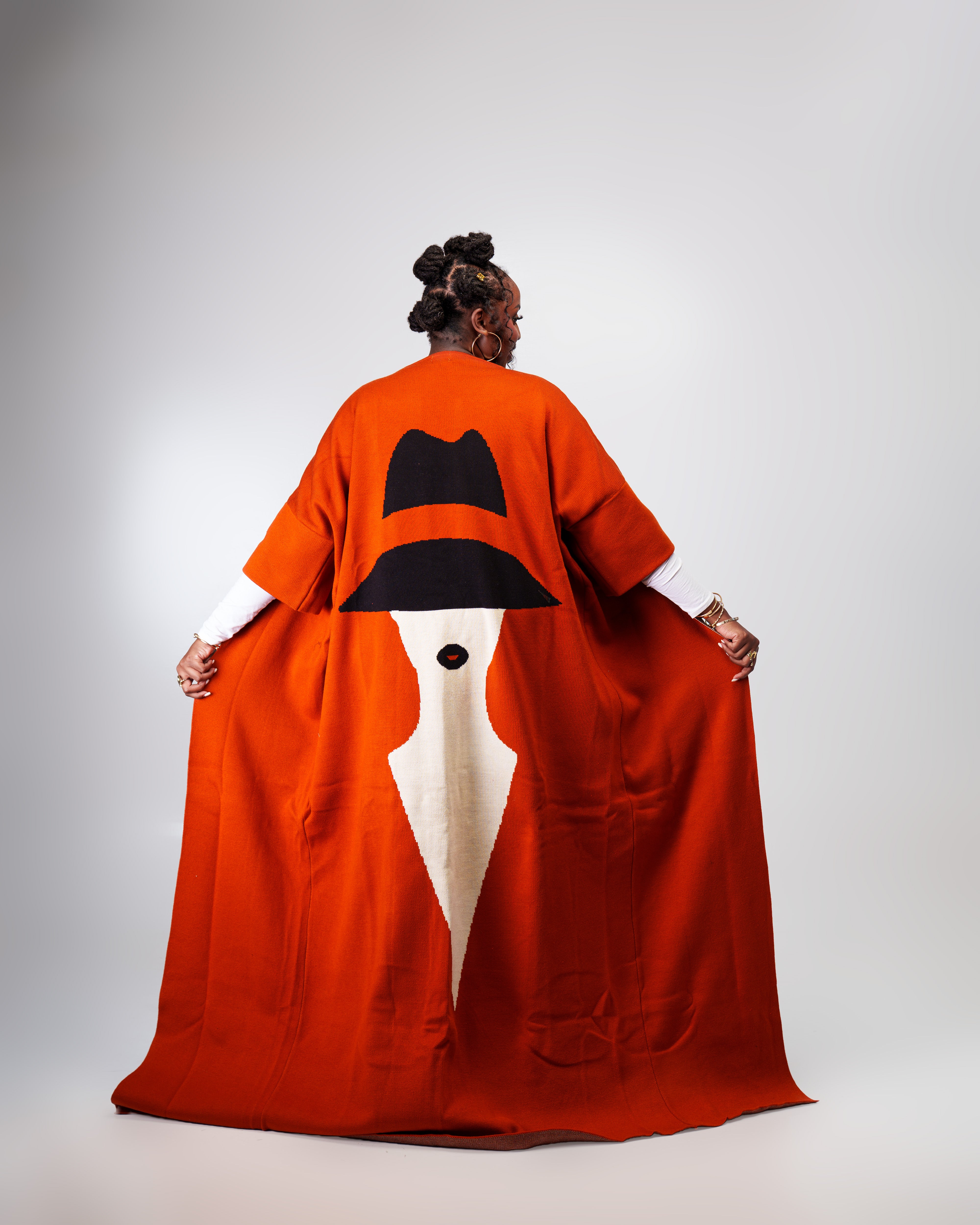Mystery lady kimono-burnt orange cream black