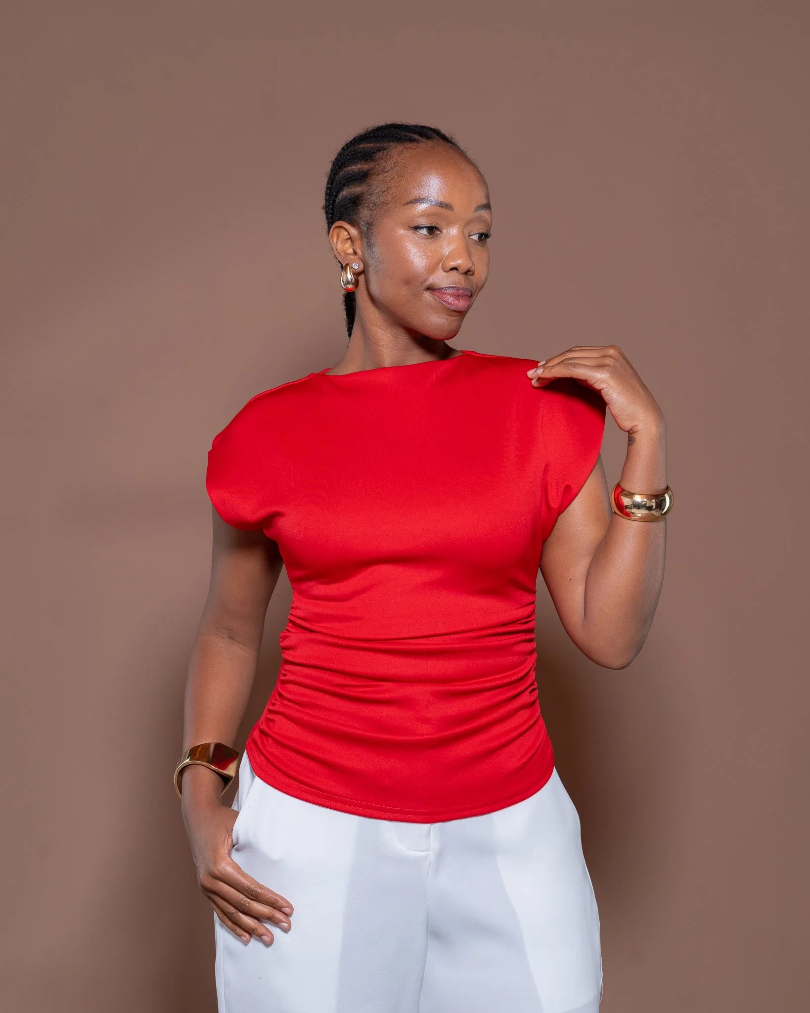 Monroe Fitted Top in Scarlet