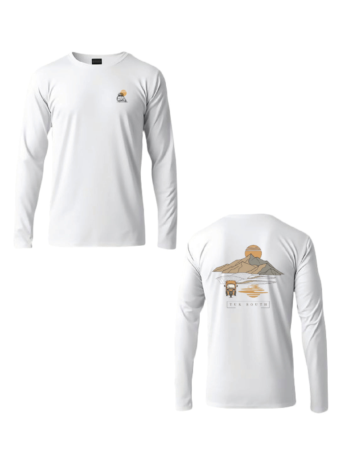 Kali Long-Sleeve Graphic Ts: White with Mountains and Mirages