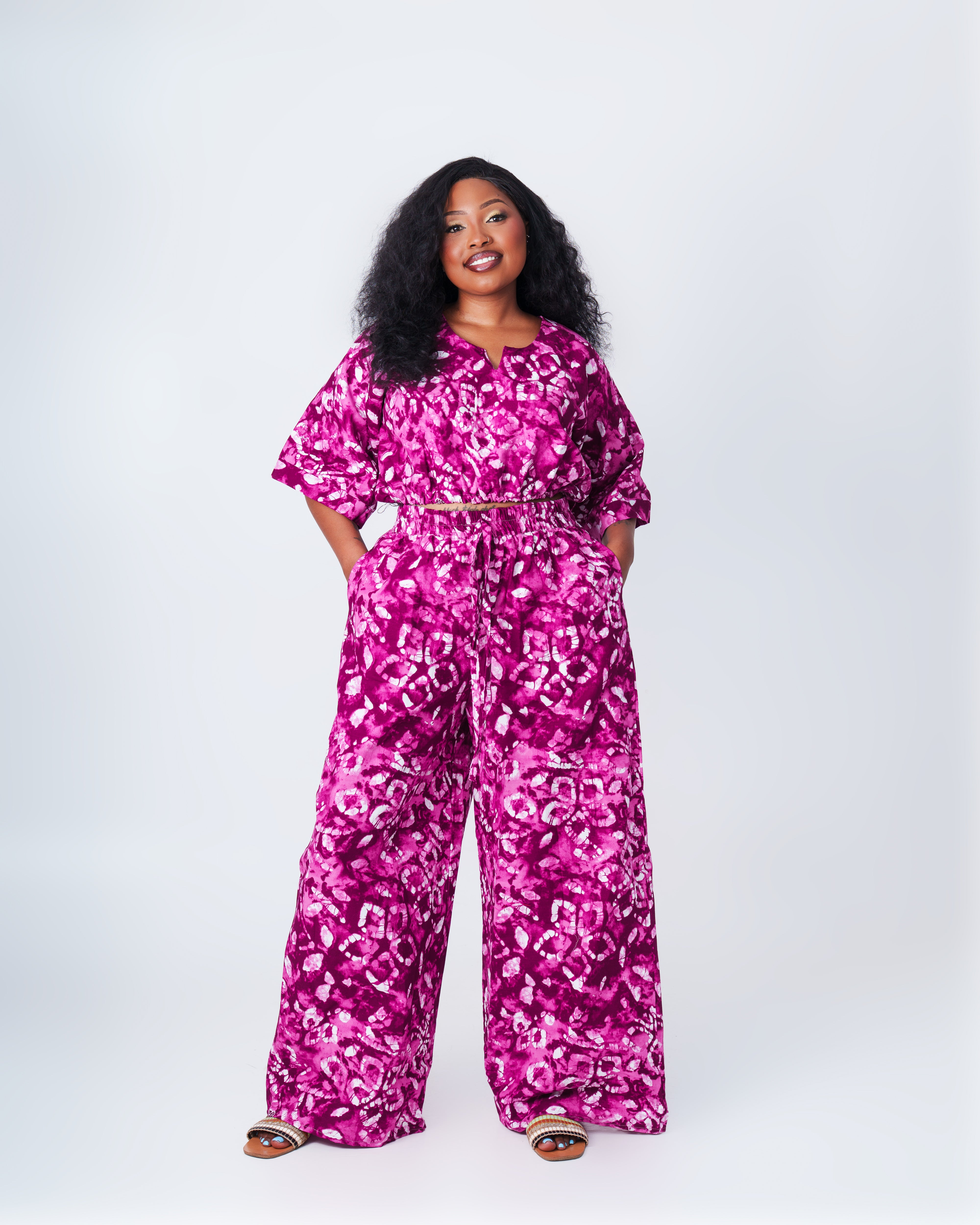 Ankara Palazzo Set-Pink