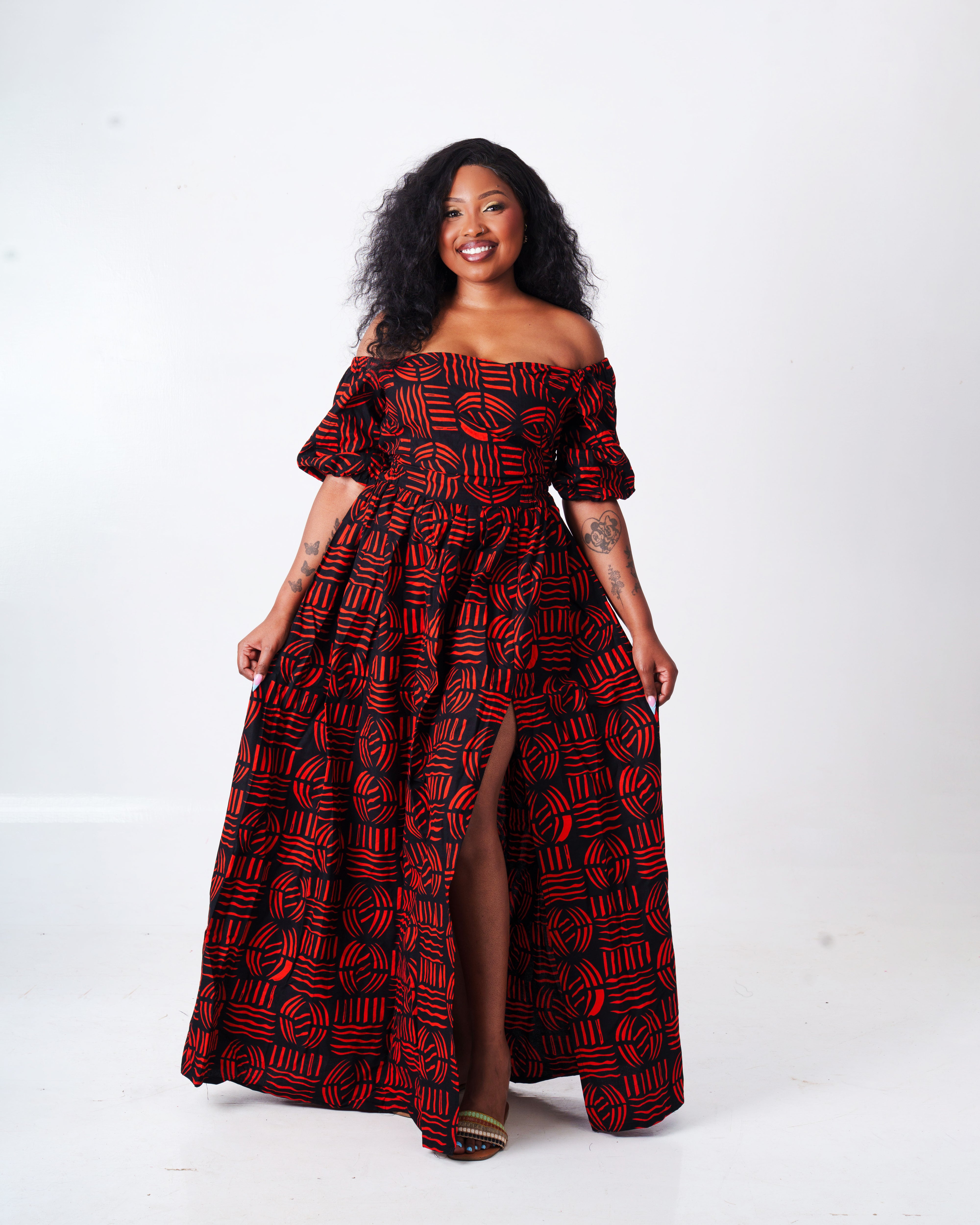 Ankara Skirt Set -Red/Black