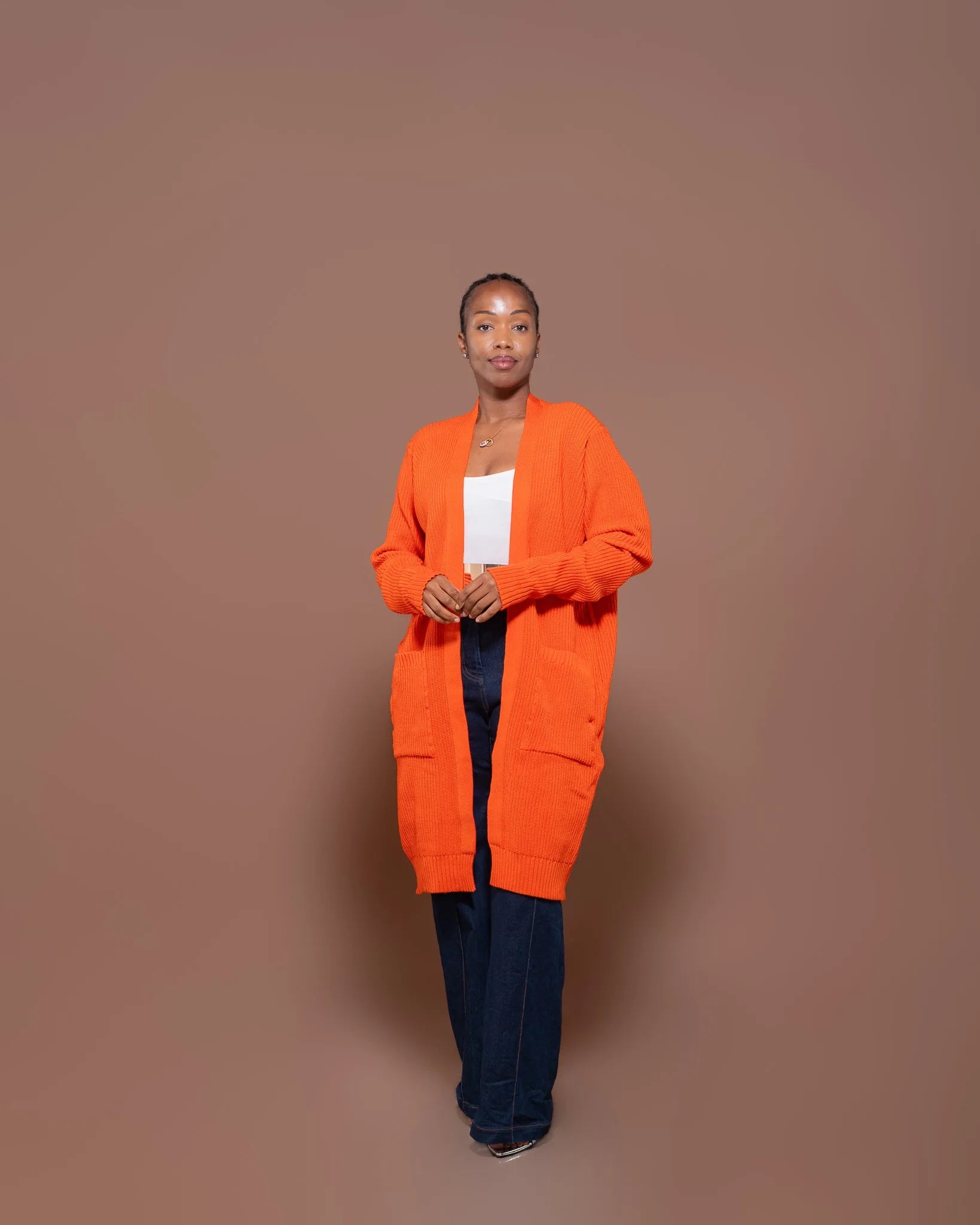 Tangerine Knit Midi Cardigan