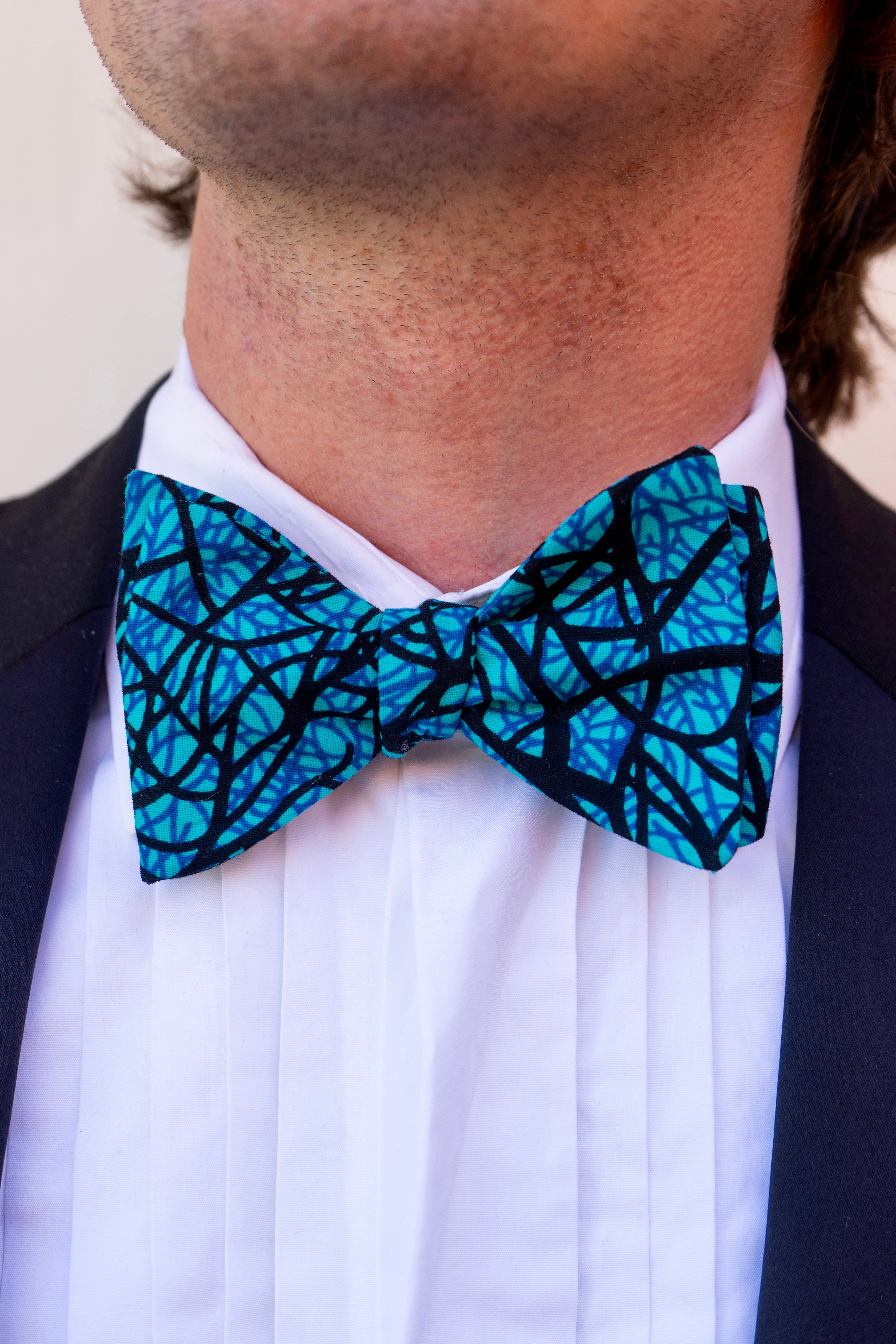 Blue Kitenge Bow Tie & Cummerbund Set