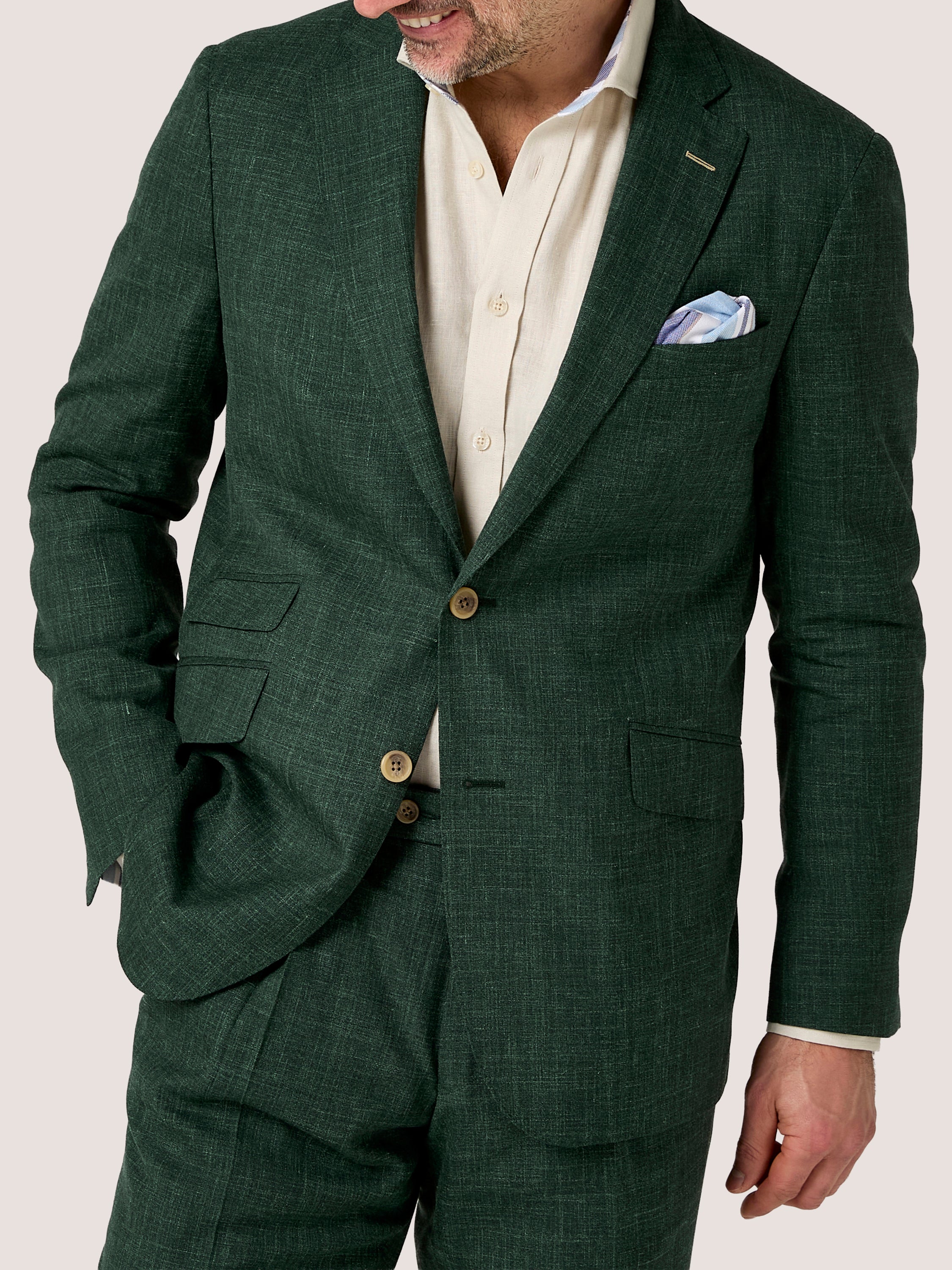 Forest Green Blazer - Linen, Wool & Silk