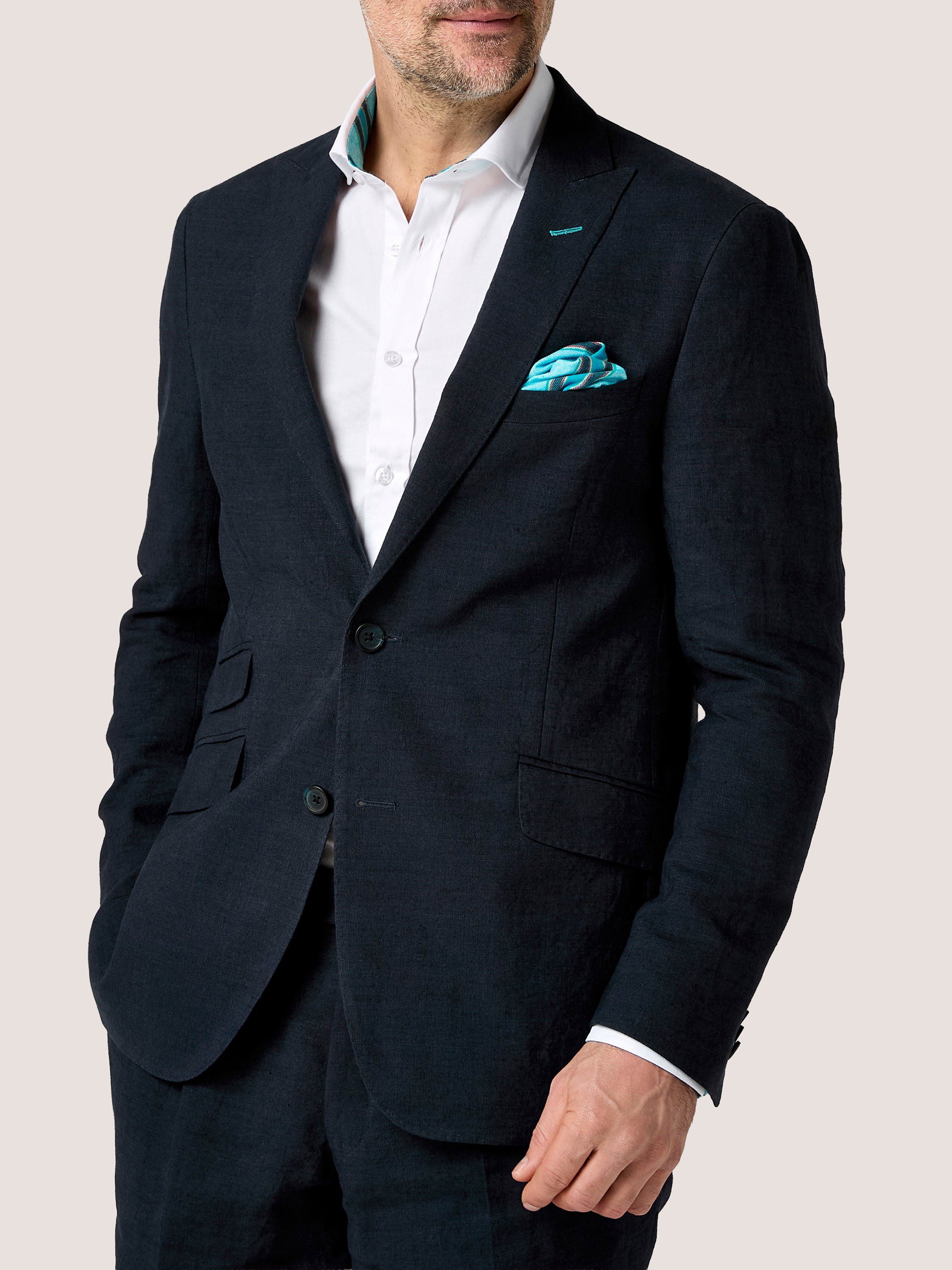 Navy Linen Blazer