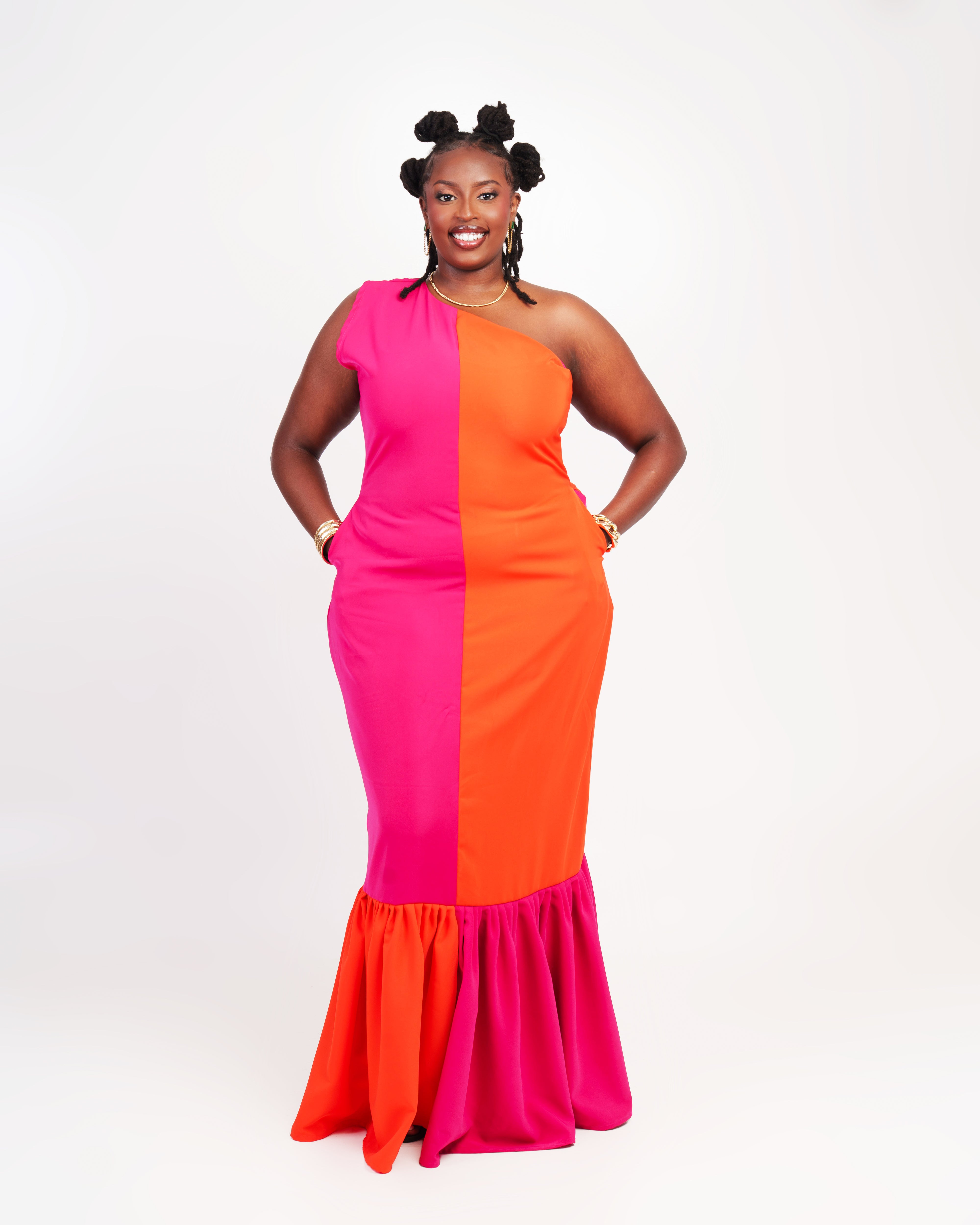 Pink/Orange Maxi Dress-One Hand