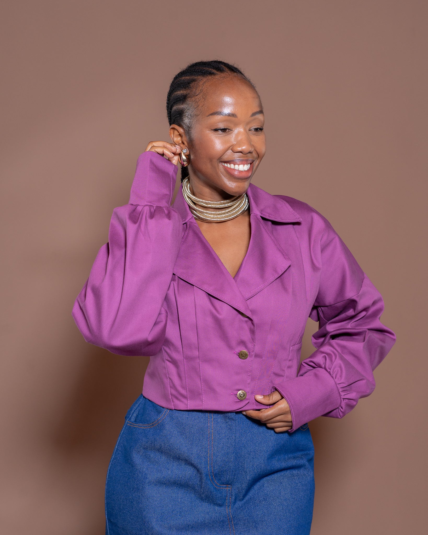 Pleated Jacket in Dusty Purple