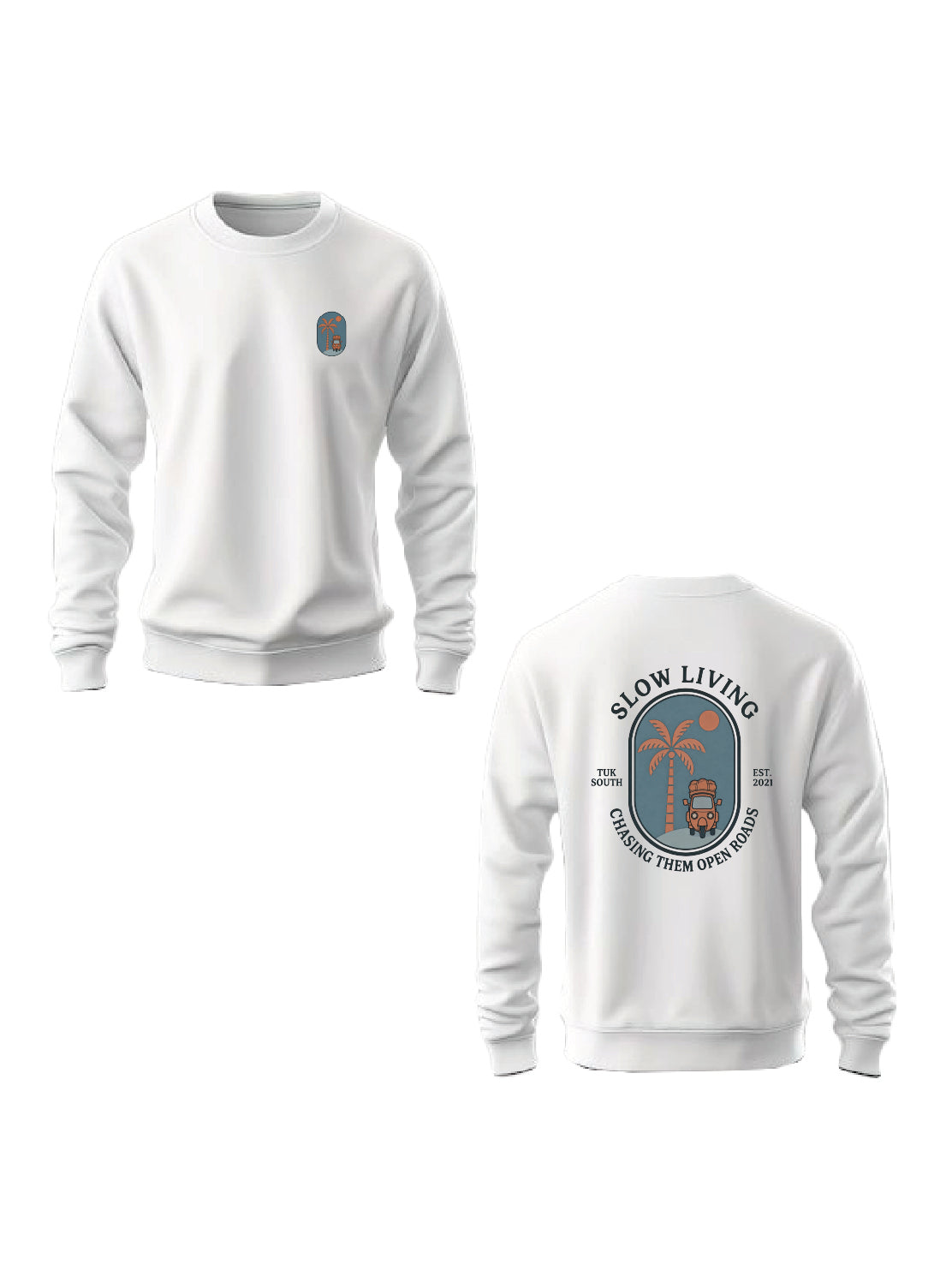 Kali Graphic Sweats: Top - White with Open Roads