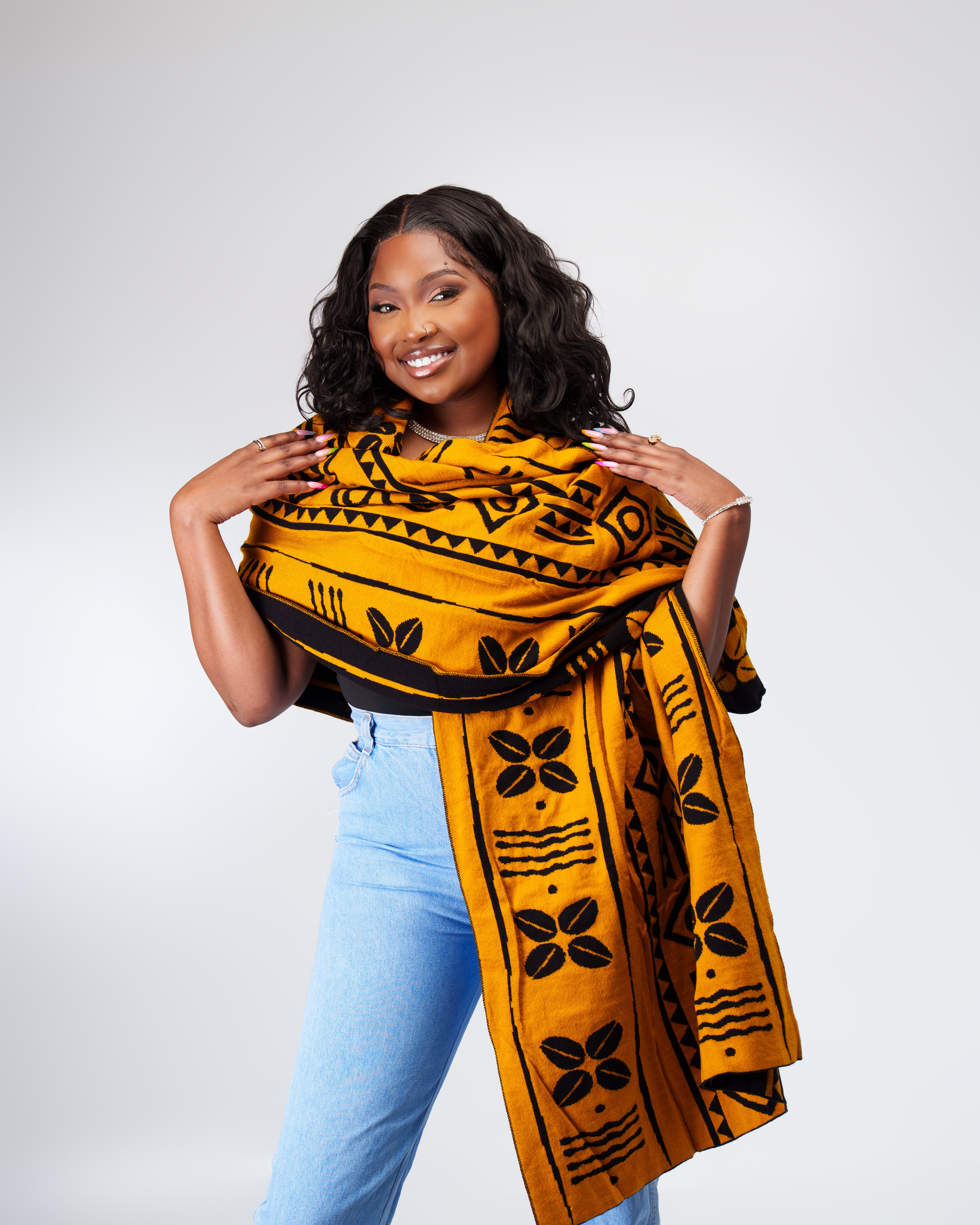 Zuri Tribe scarf-Black mustard