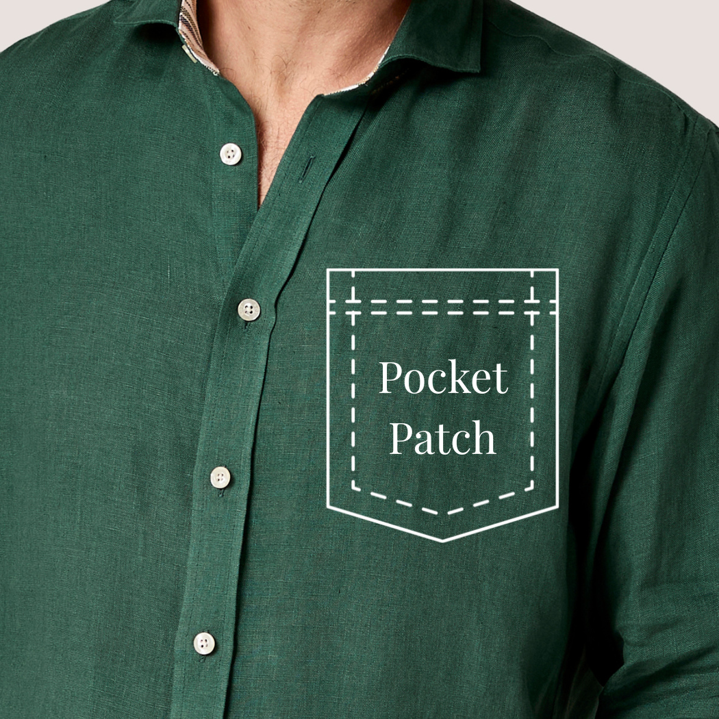 Forest Green Linen Pocket Fabric Patch