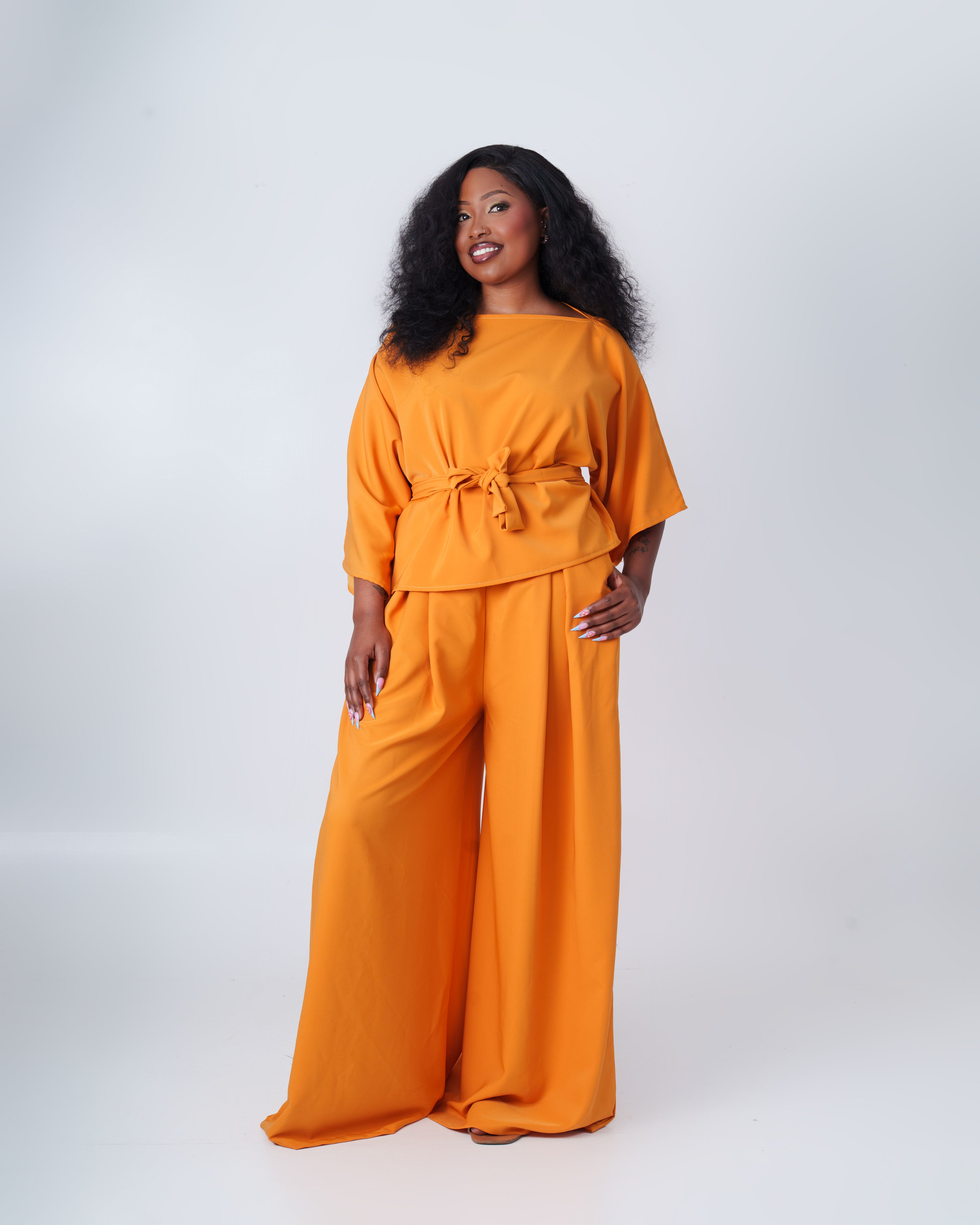 Tulia Wide Legged Palazzo Set - Mustard