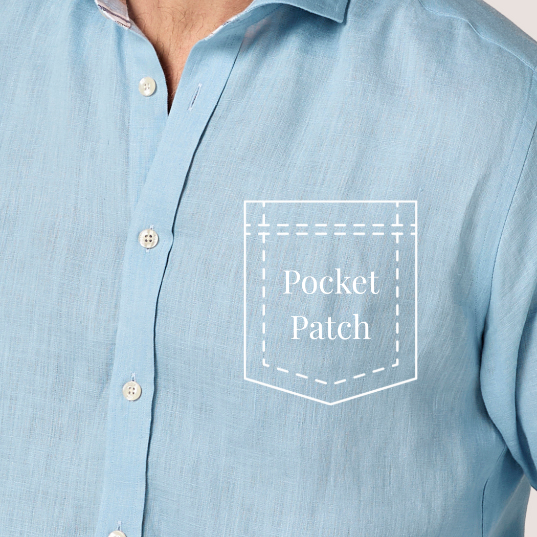 Ocean Blue Linen Pocket Fabric Patch