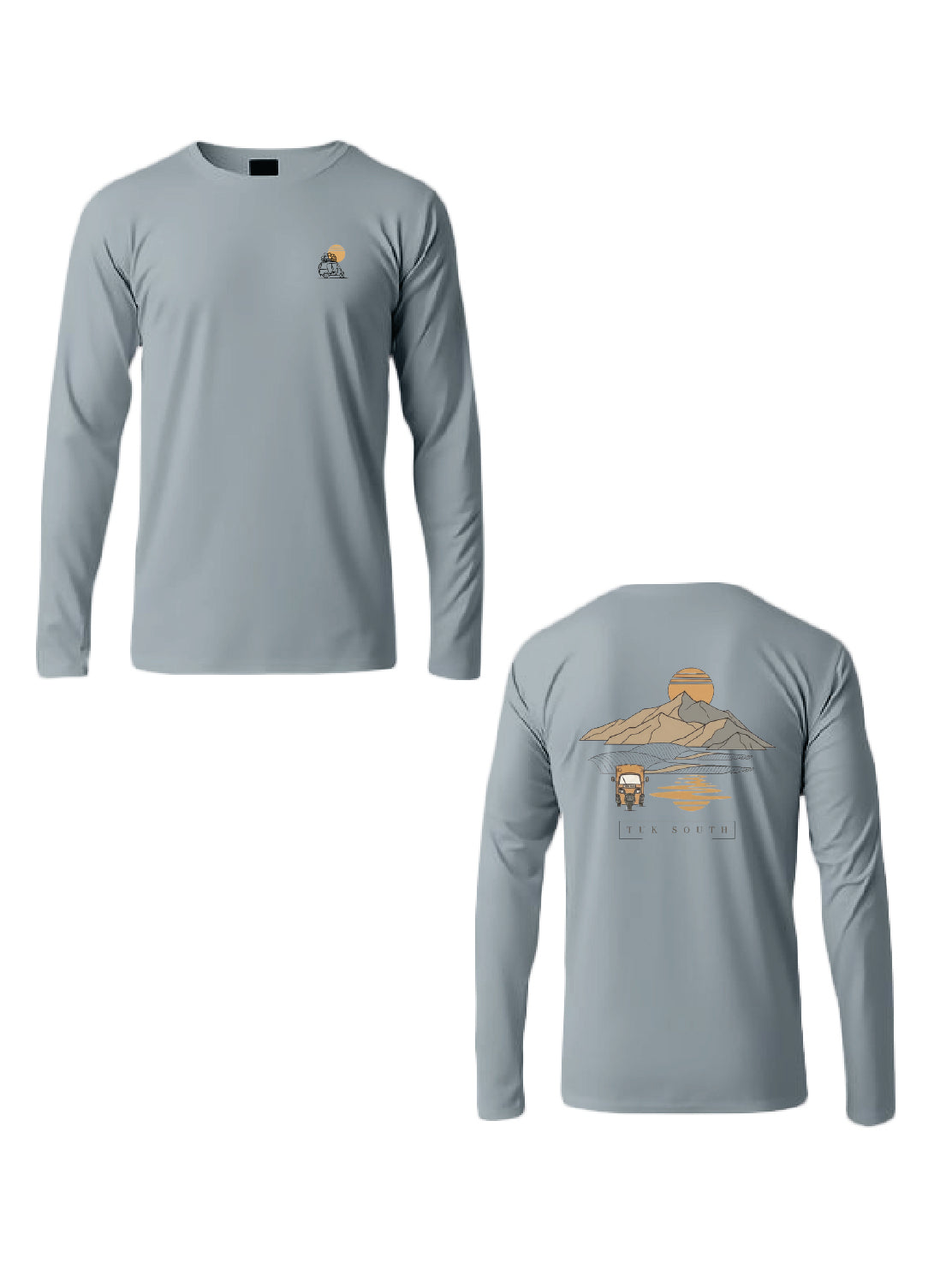 Kali Long-Sleeve Graphic Ts: Arona Grey with Mountains and Mirages