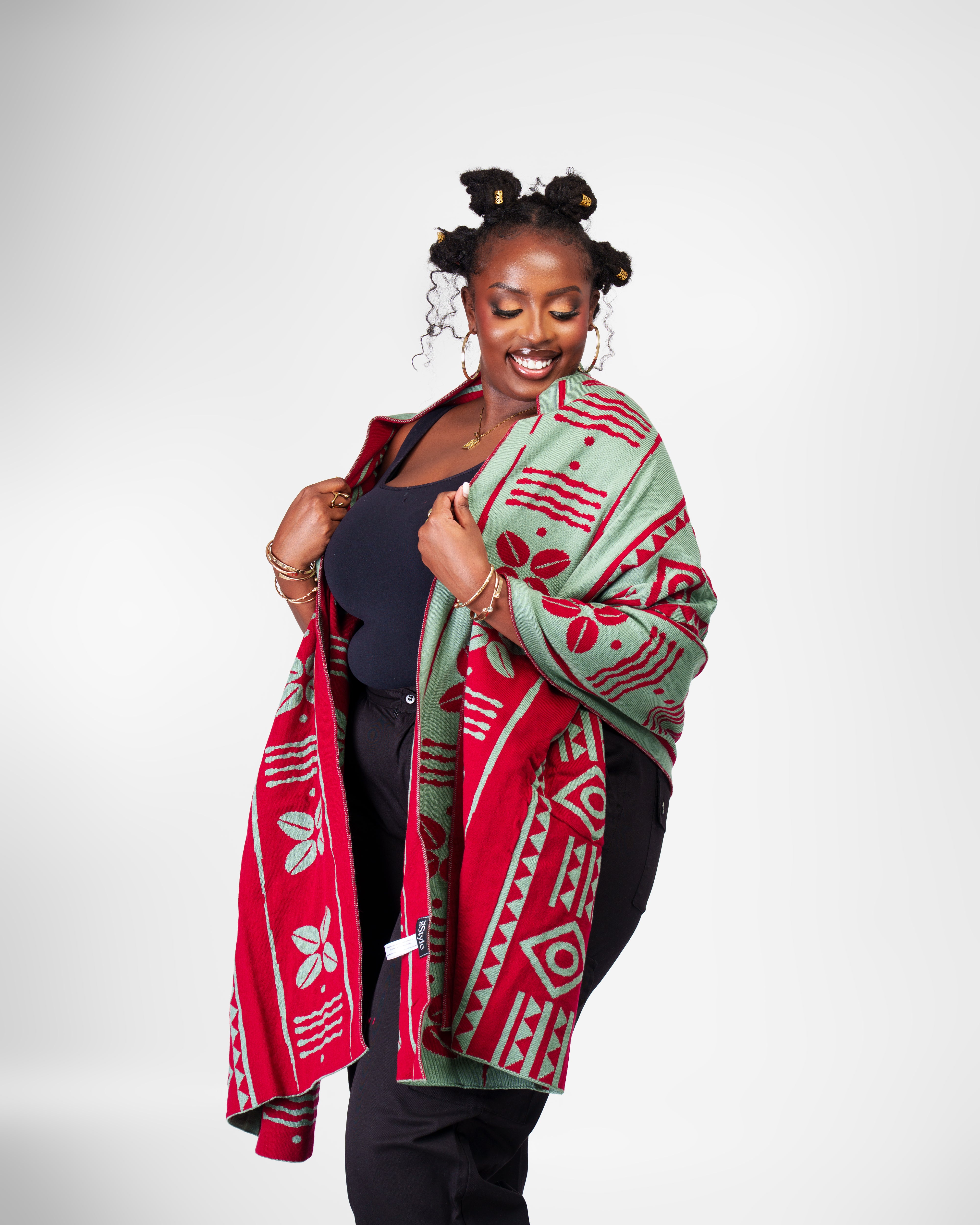 Zuri Tribe scarf-Aqua green wine red