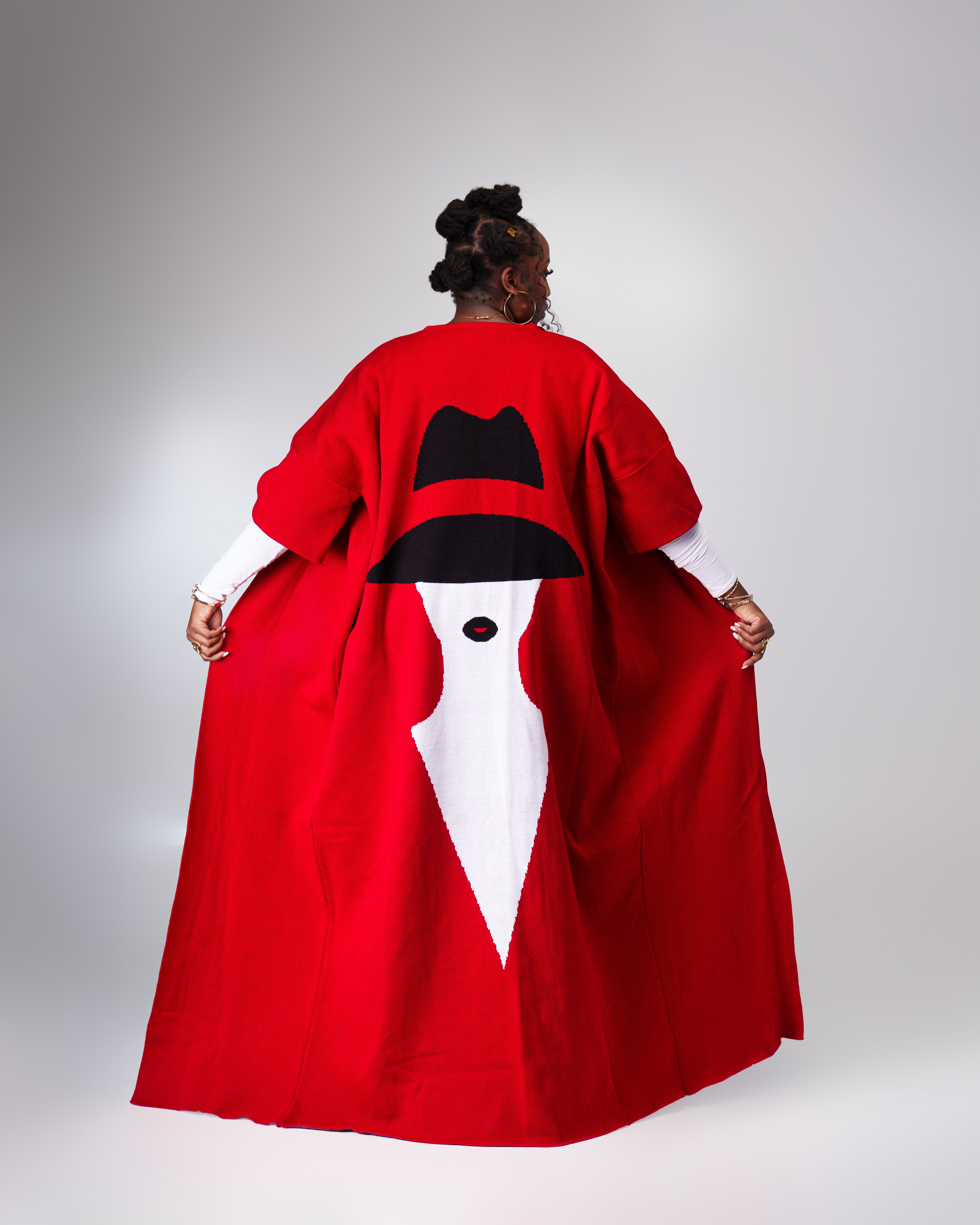 Mystery lady kimono-Rose red white black