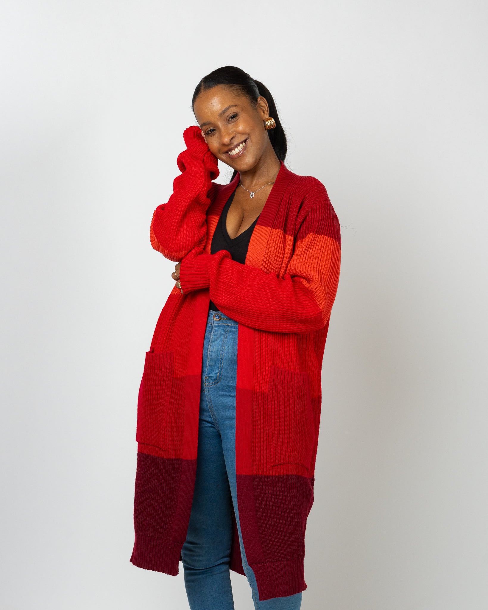 Scarlet Monochrome Midi Cardigan