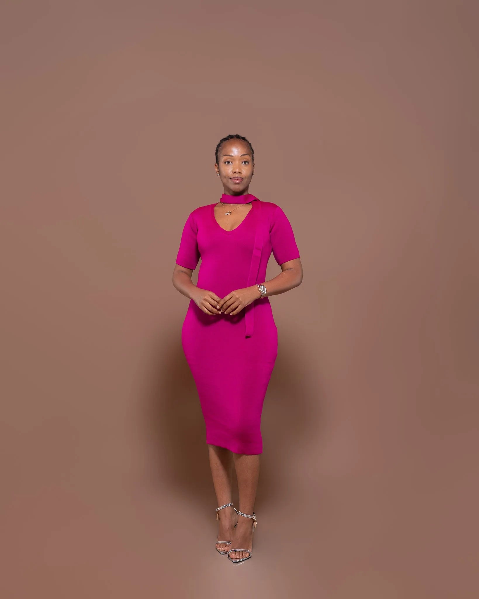 Axis Midi Dress In Fuchsia