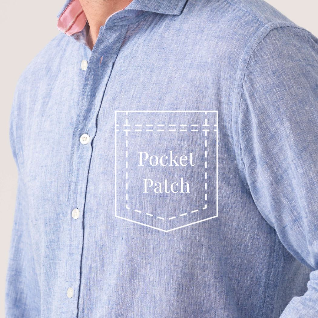 Mida Blue Cotton/Linen Pocket Fabric Patch