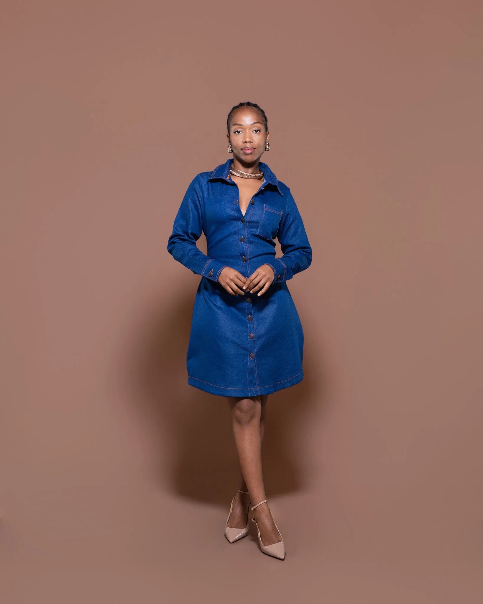 Denim Muse Cinched Shirt Dress