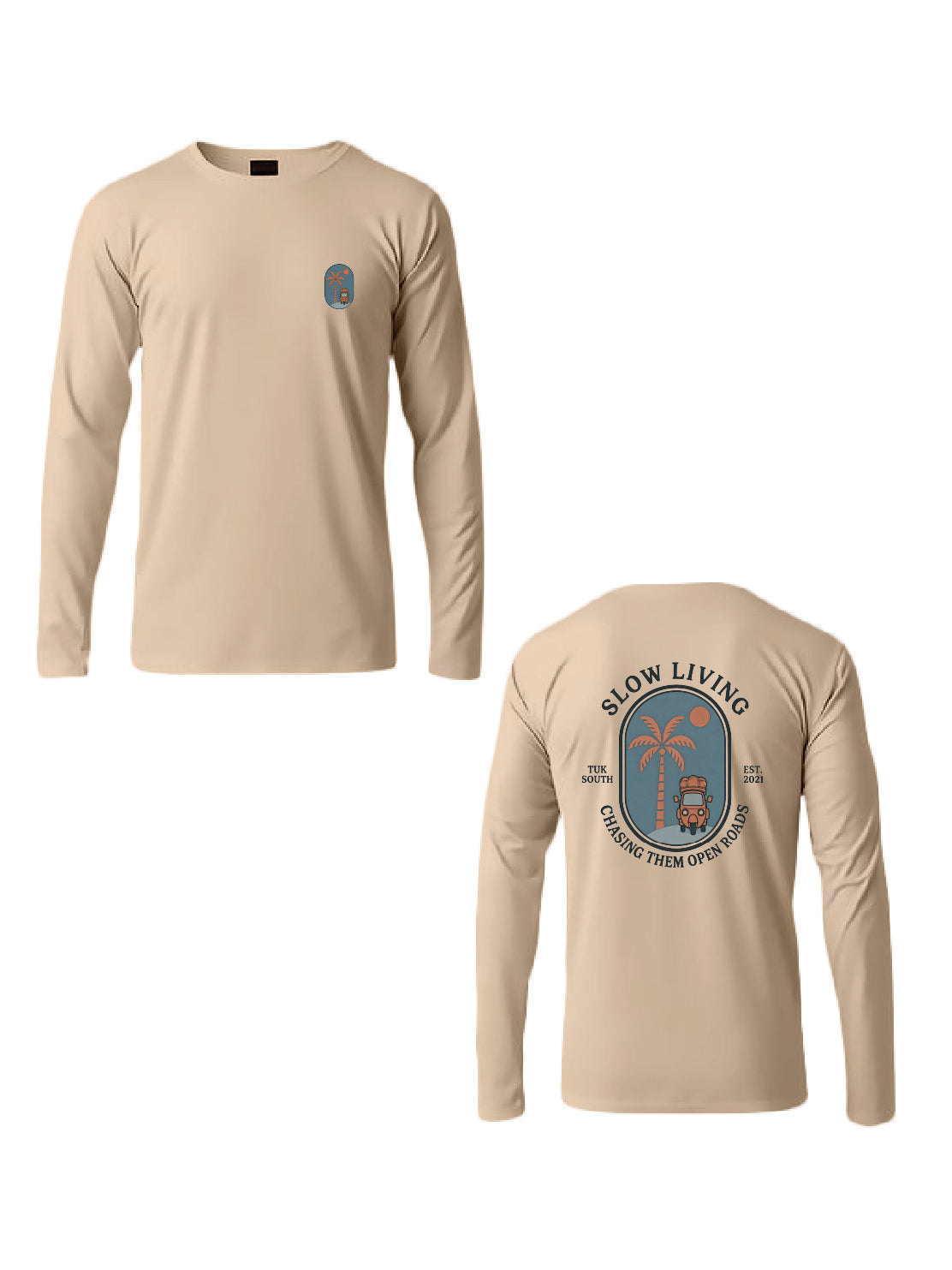 Kali Long-Sleeve Graphic Ts: Beige with Open Roads
