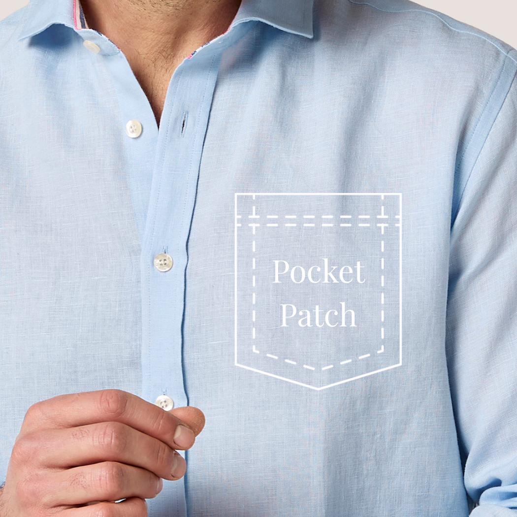 Light Blue Linen Pocket Fabric Patch