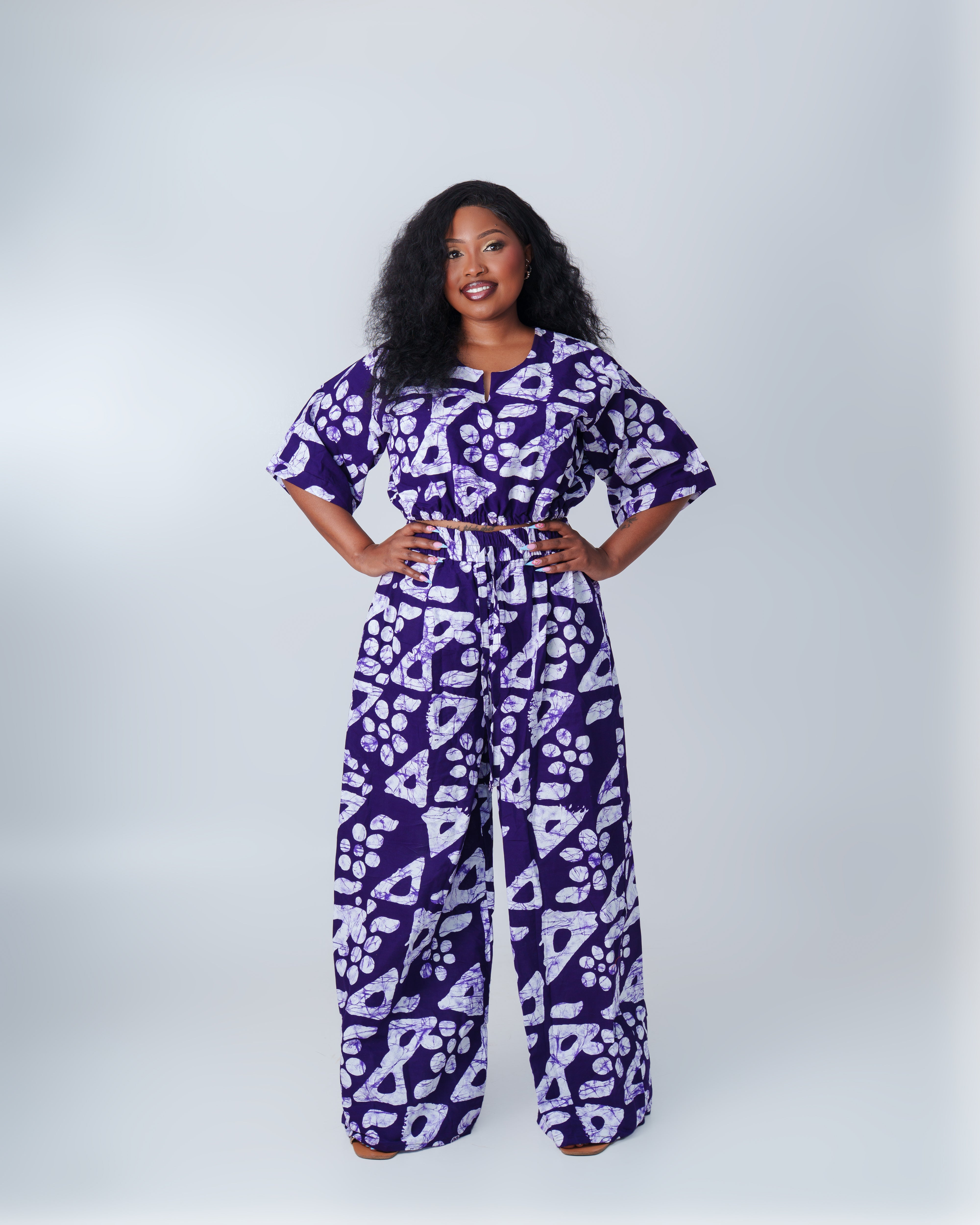 Ankara Palazzo Set-Purple