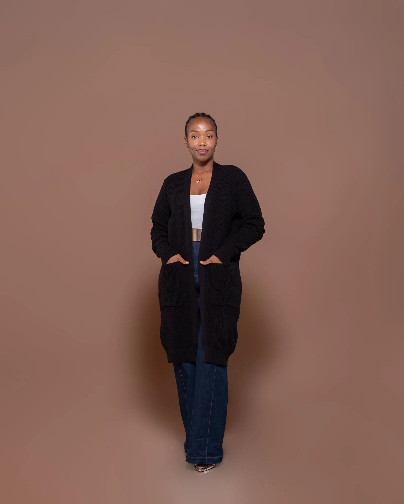 Black Knit Midi Cardigan