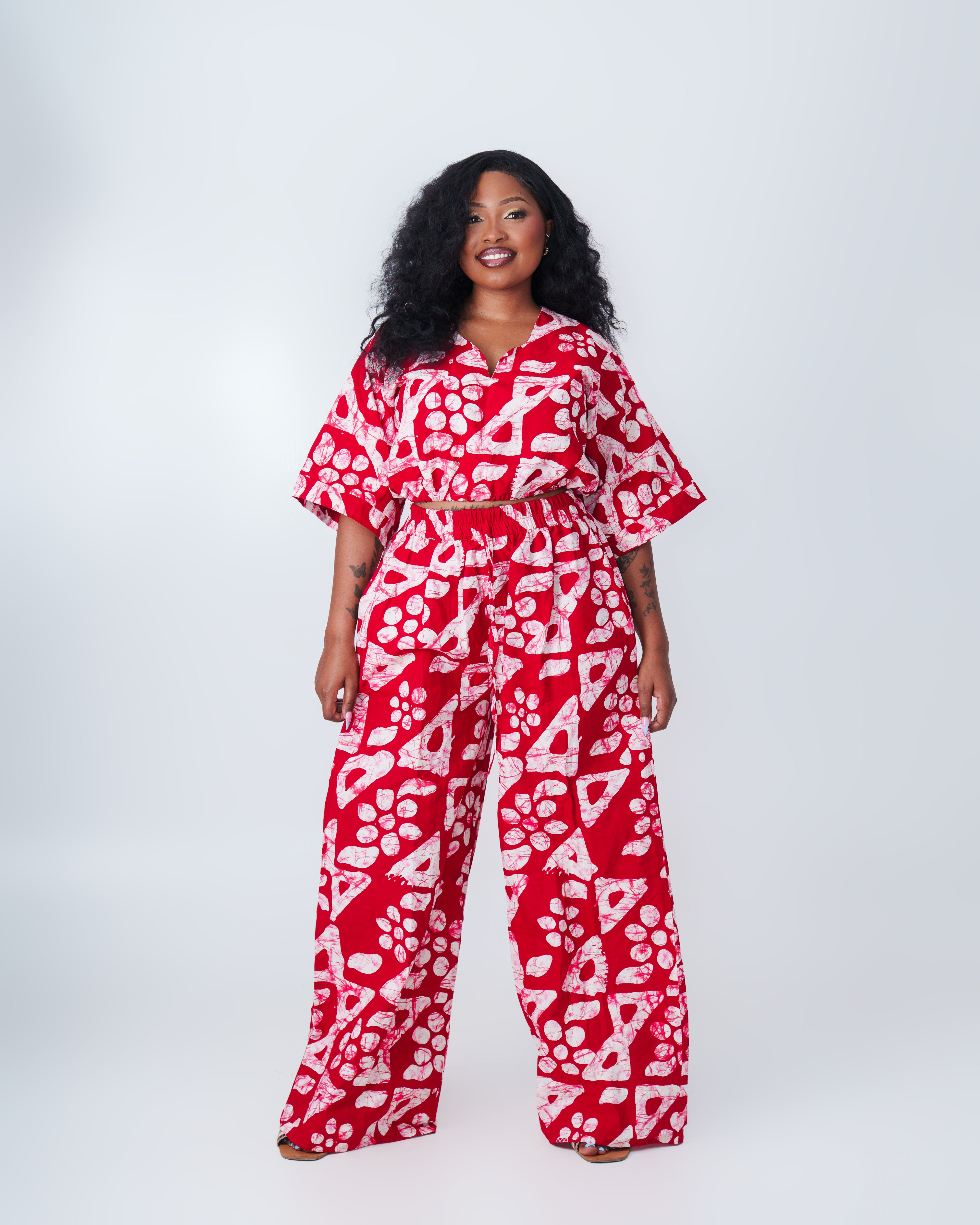 Ankara Palazzo Set-Red