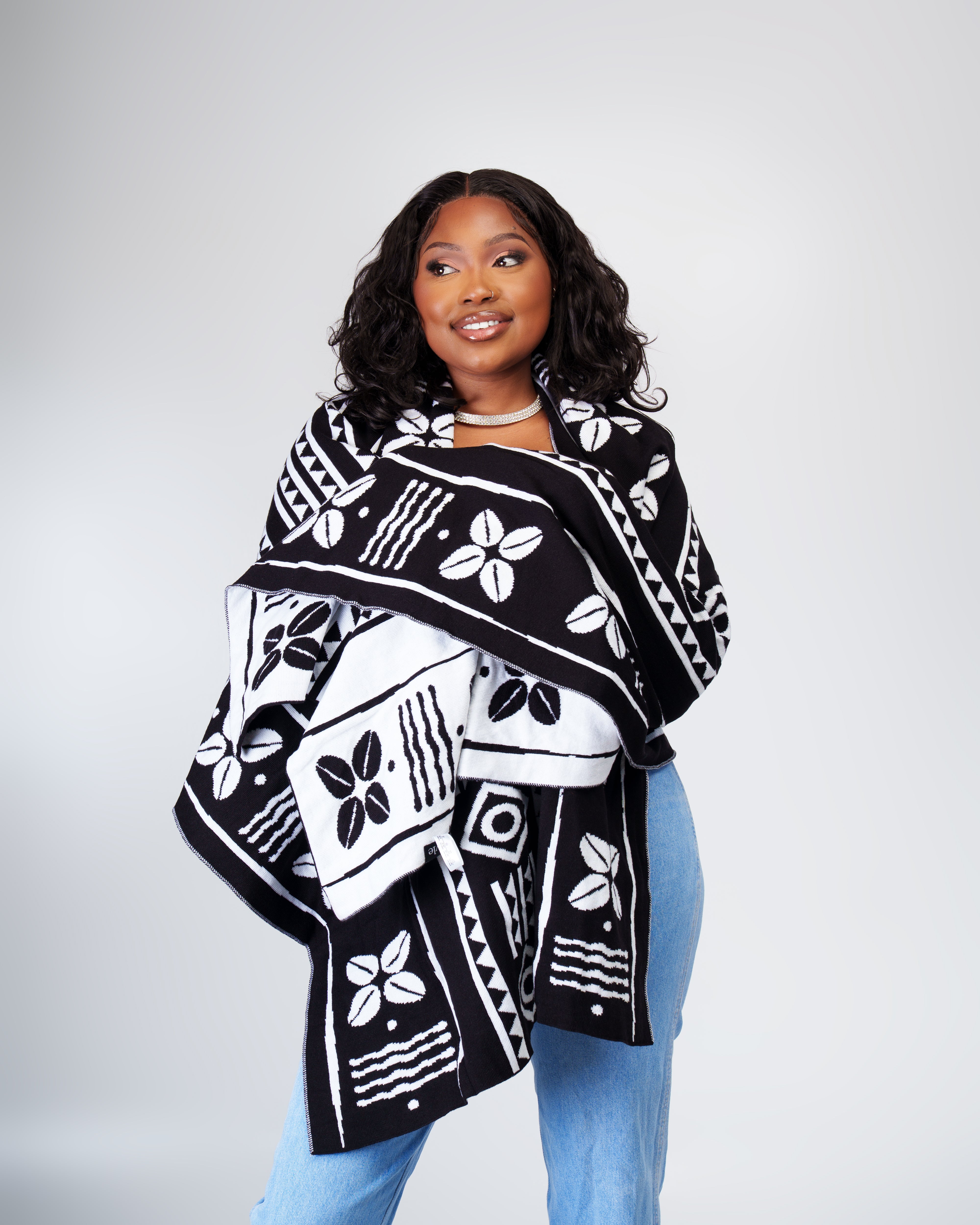 Zuri Tribe scarf-Black white