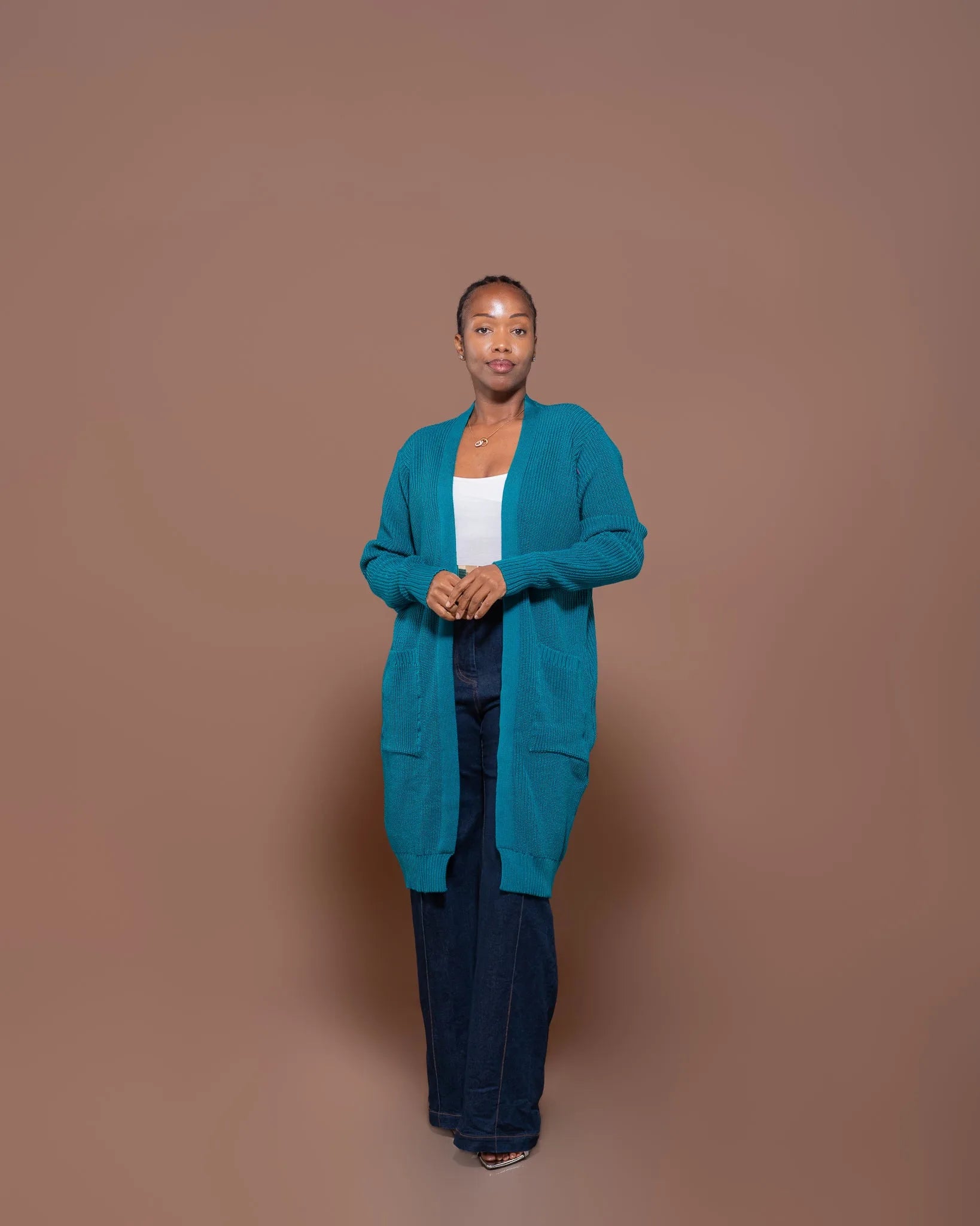 Teal Knit Midi Cardigan