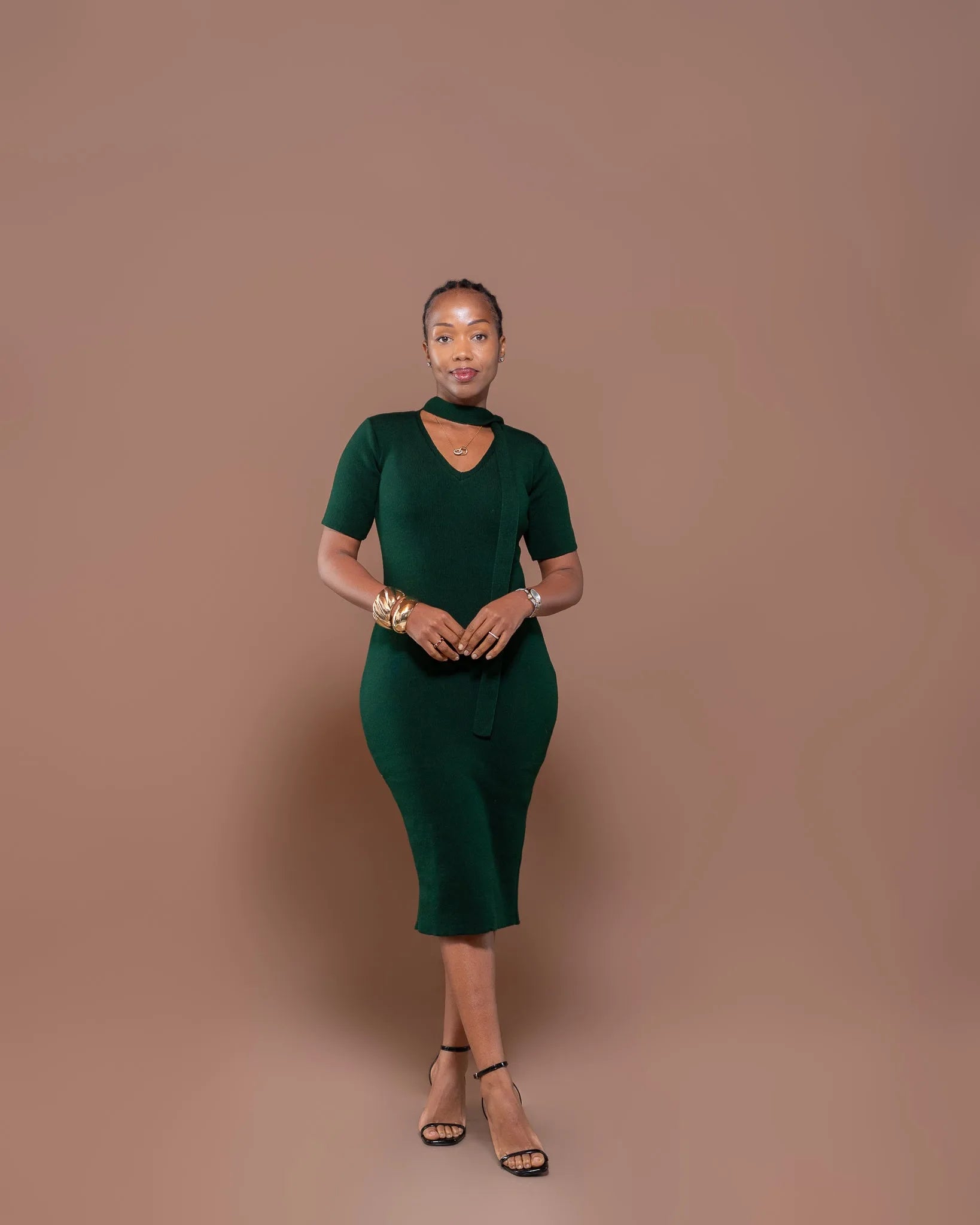 Axis Midi Dress In Emerald