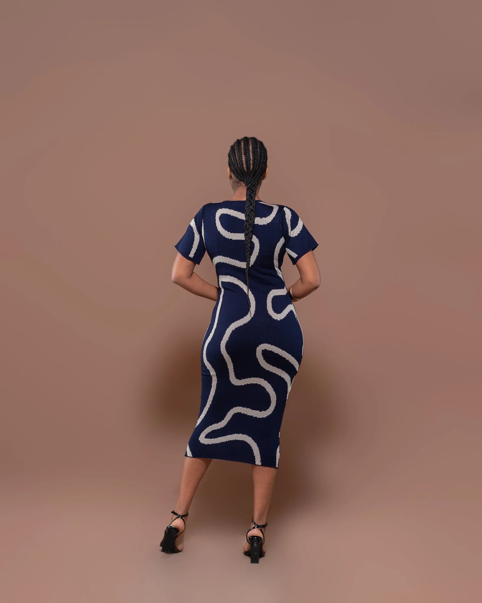 Petra Knit Midi Dress In Navy/Ivory