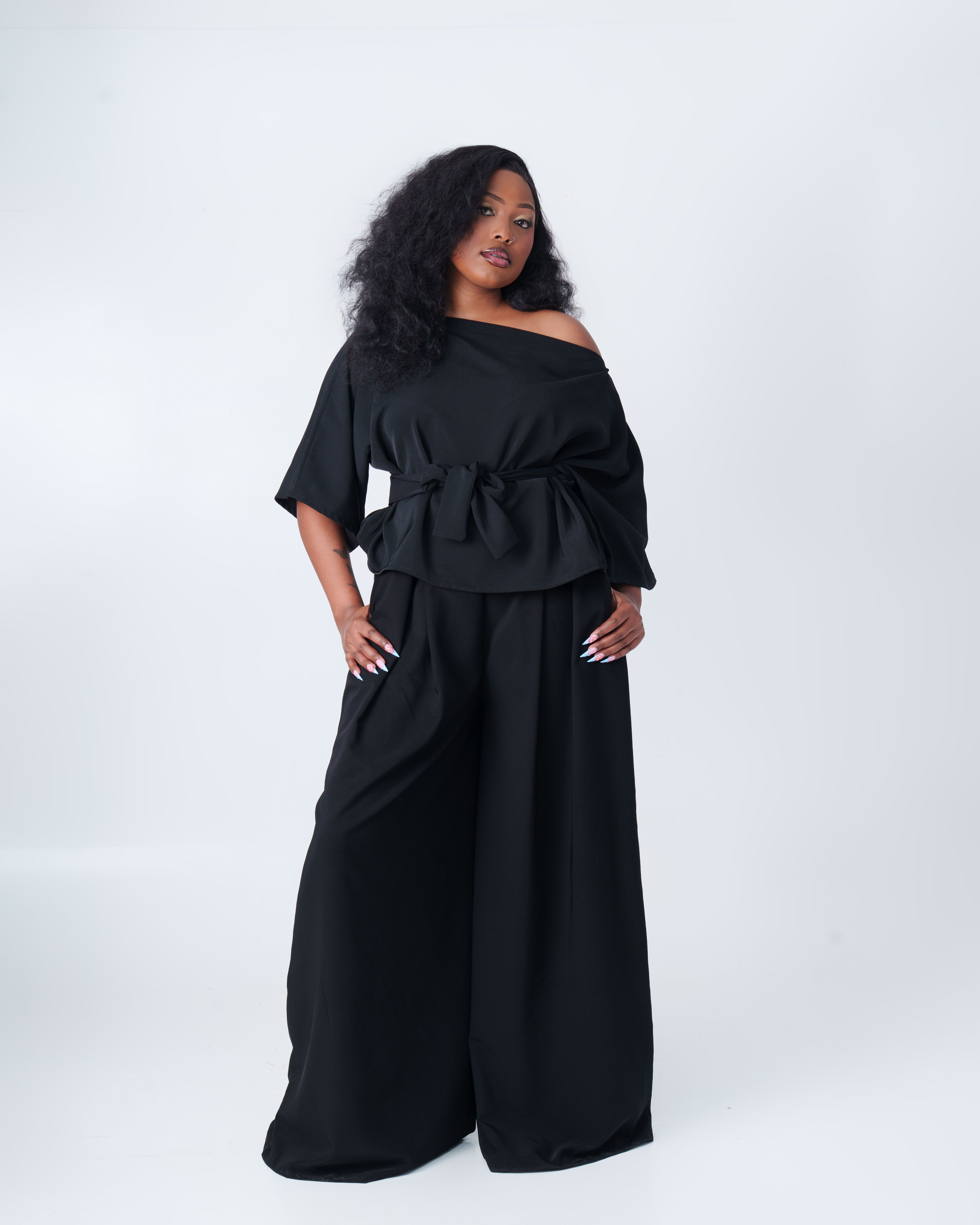 Tulia Wide Legged Palazzo Set - Black