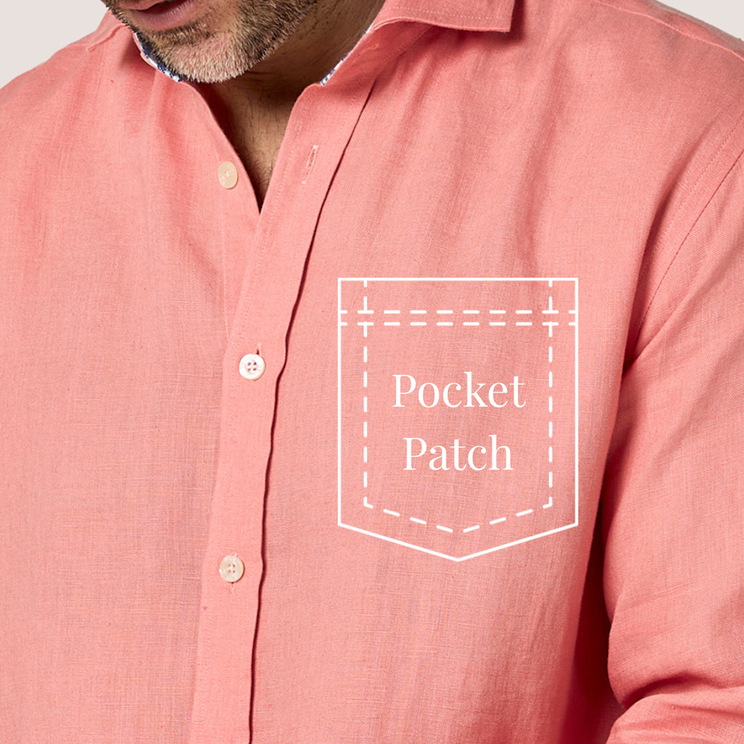 Salmon Pink Linen Pocket Fabric Patch