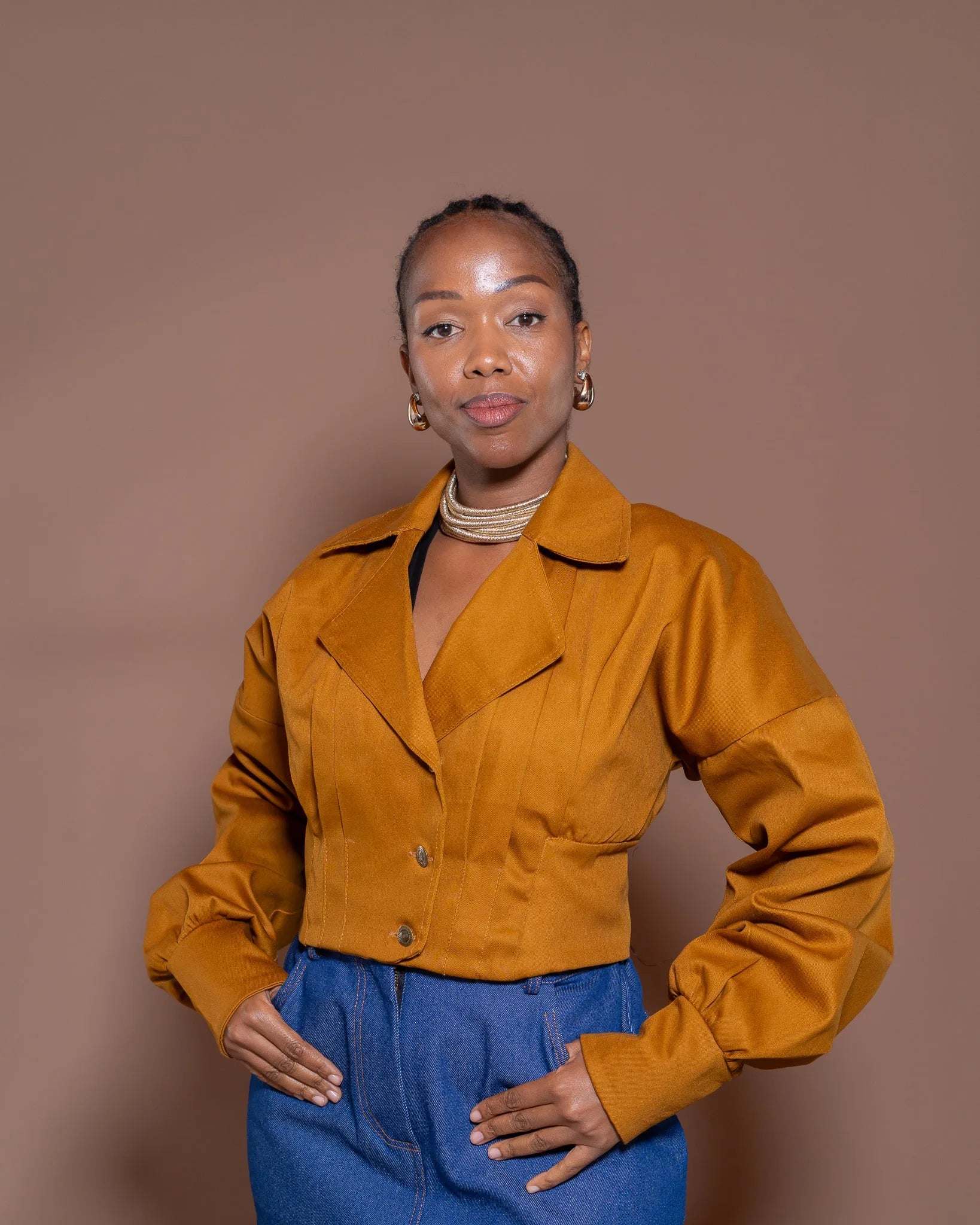 Pleated Jacket in Mustard