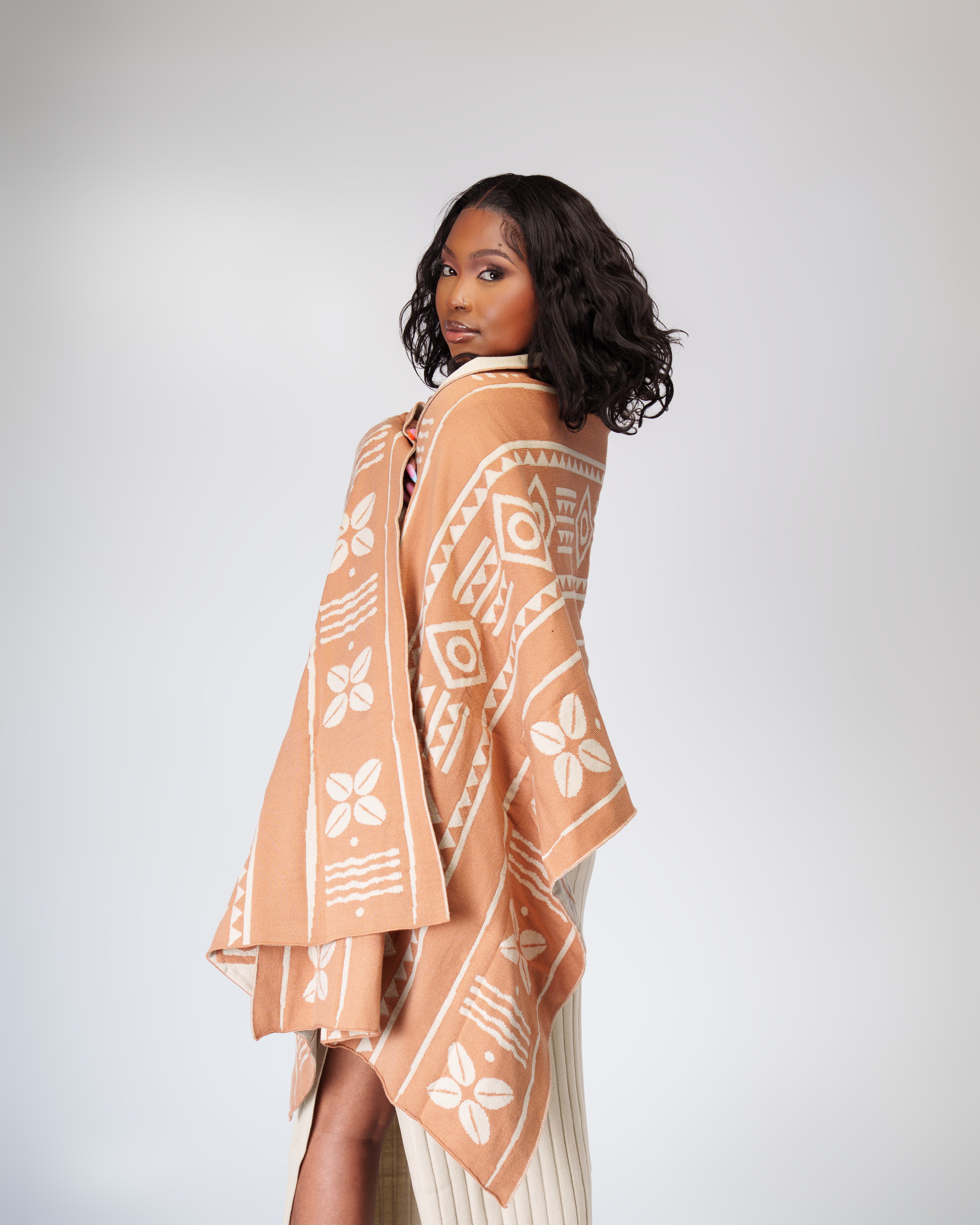 Zuri Tribe scarf-Caramel ivory