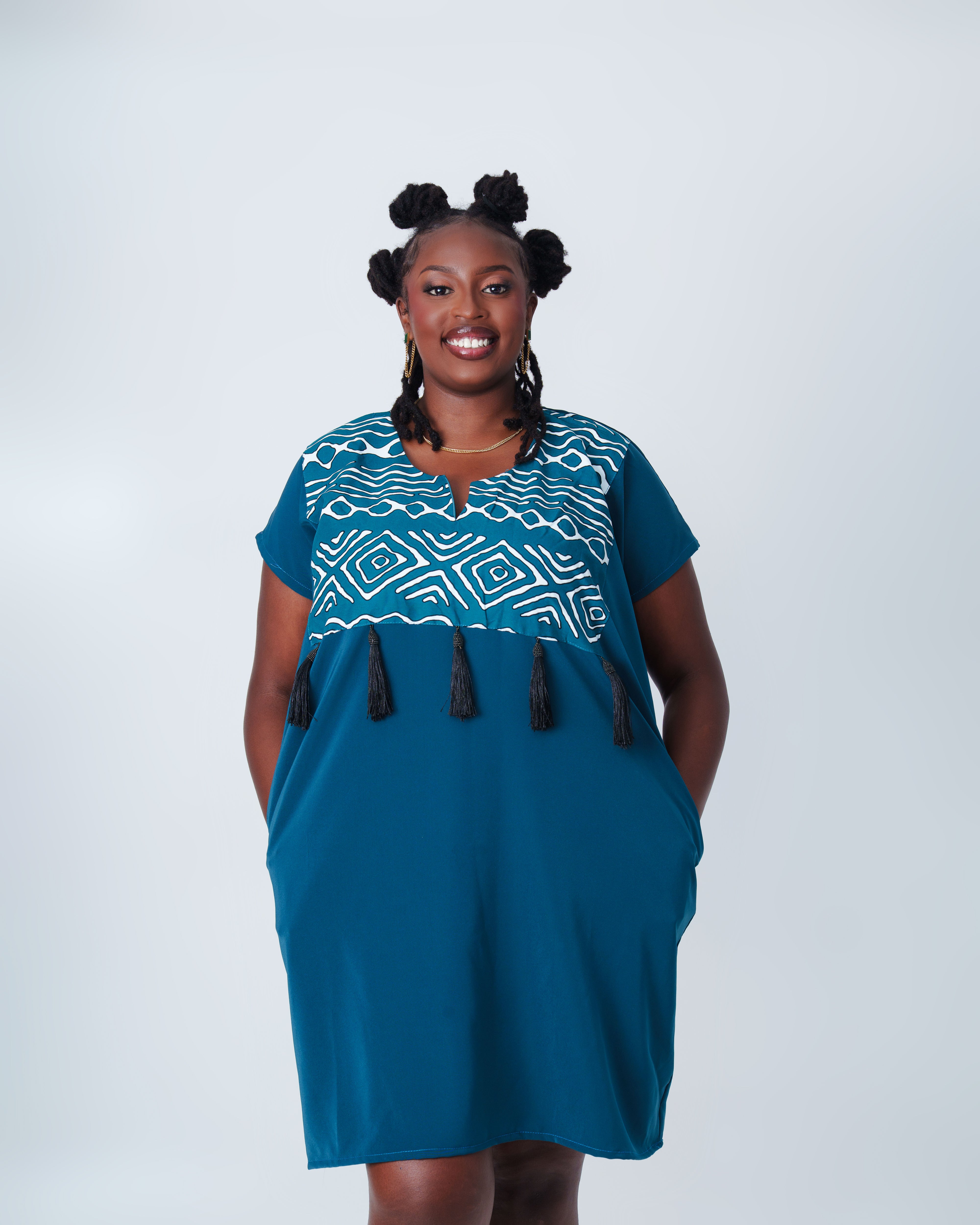 Shift with Tassels-Teal