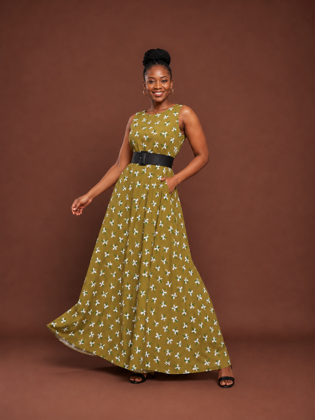 Olive Meadow Maxi Shift Dress