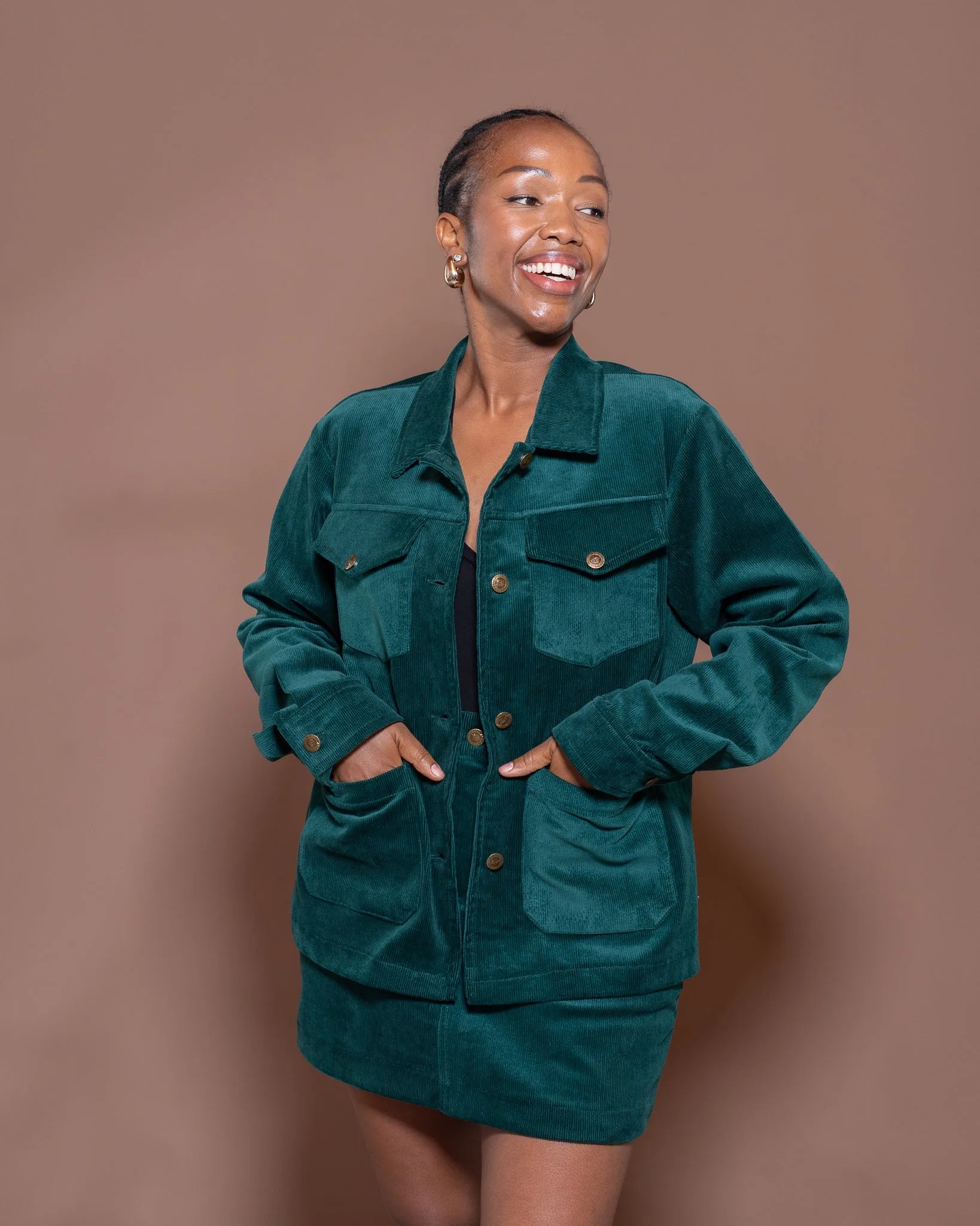 The Groove Belted Jacket in Emerald Green