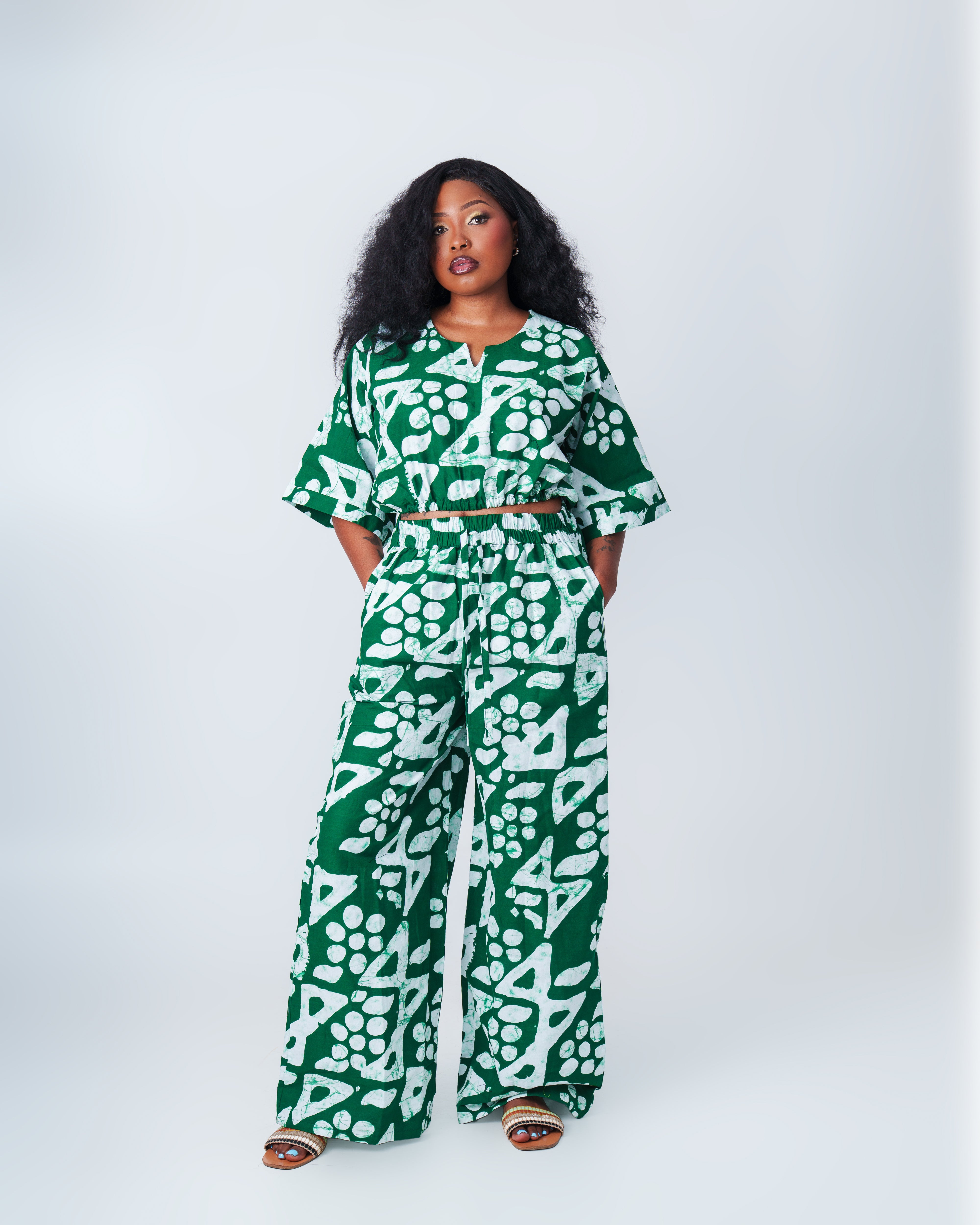 Ankara Palazzo Set-Green