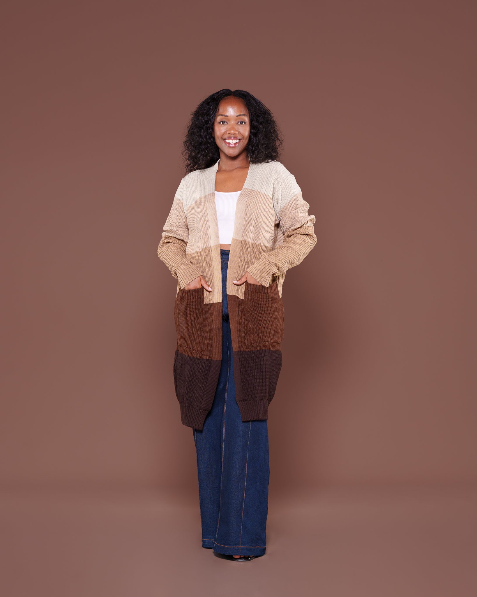 Mocha Monochrome Midi Cardigan