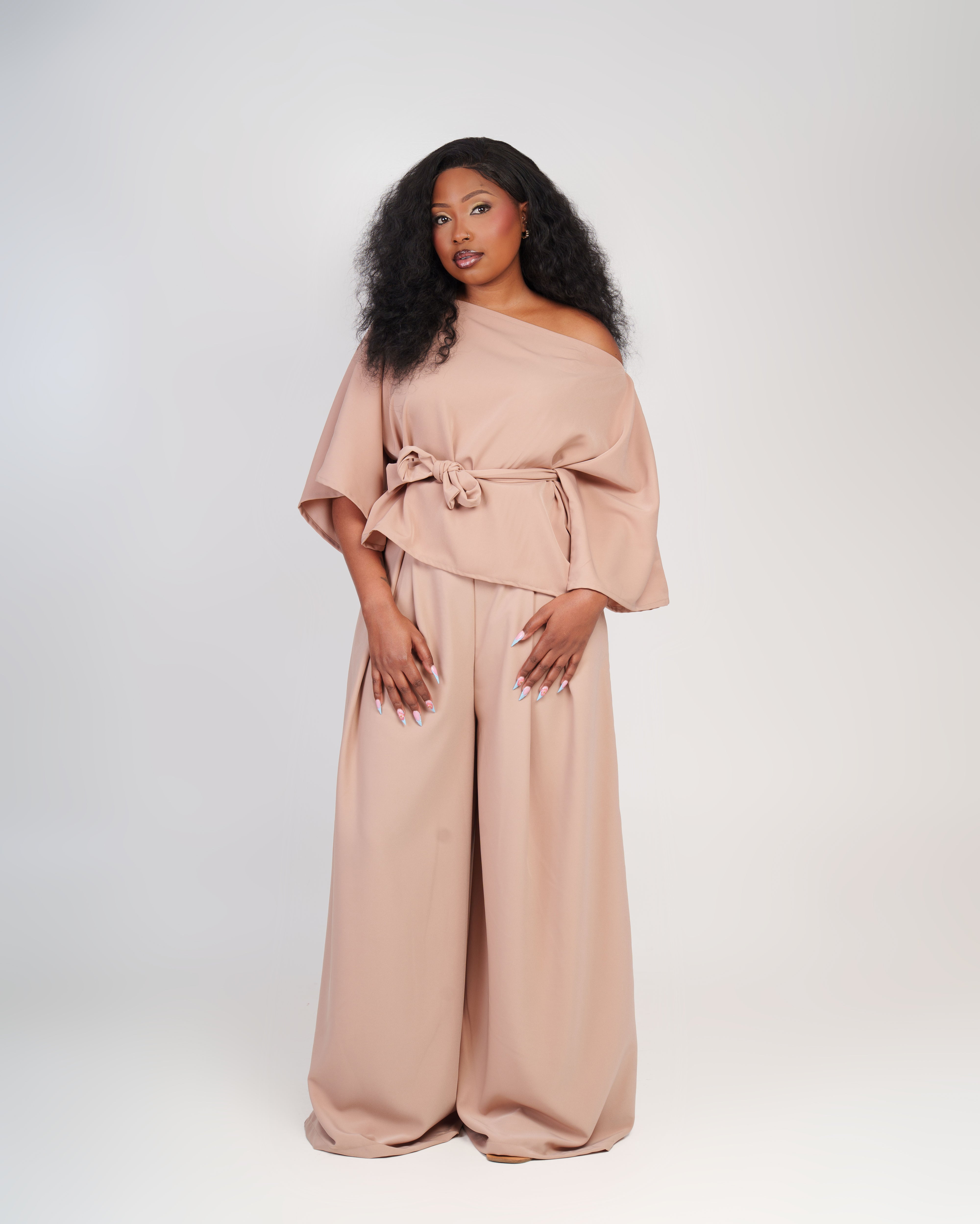Tulia Wide Legged Palazzo Set - Nude