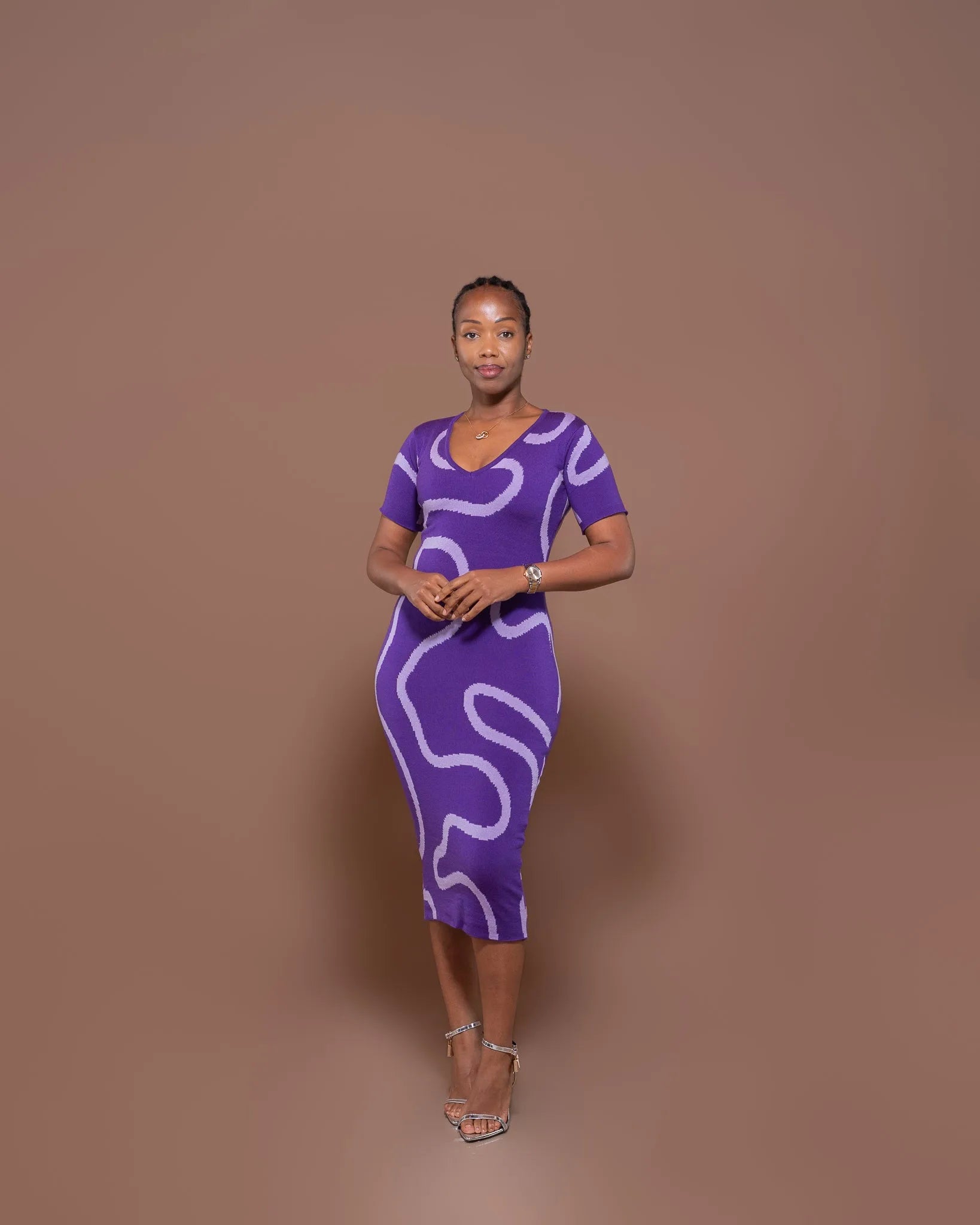 Petra Knit Midi Dress In Violet/Lilac